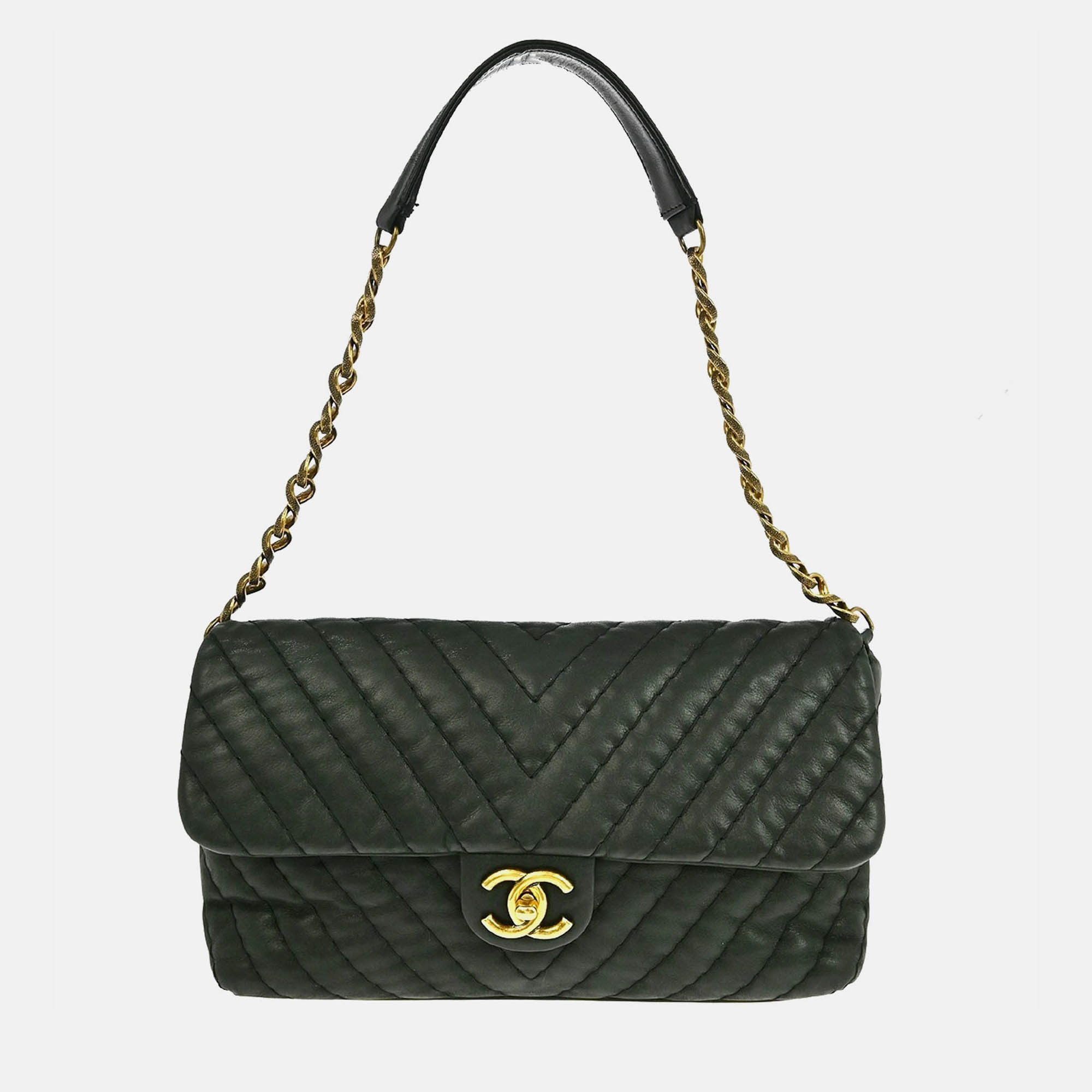 

Chanel Black Lambskin Chevron Shoulder Bag