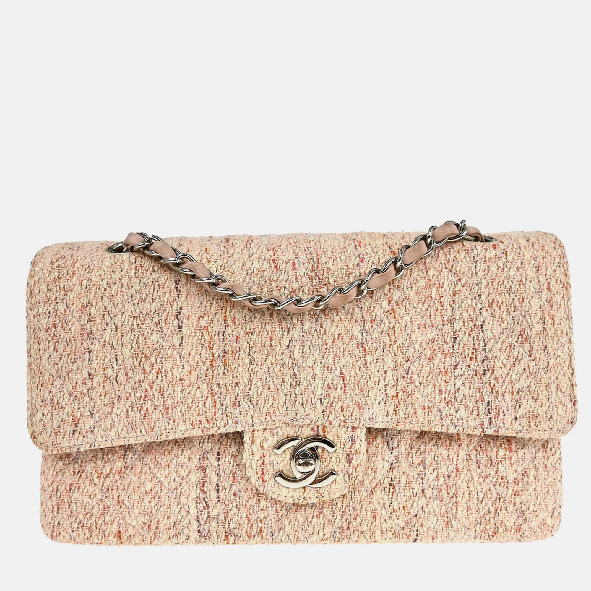 

Chanel Pink Tweed Medium Classic Double Flap Shoulder Bag