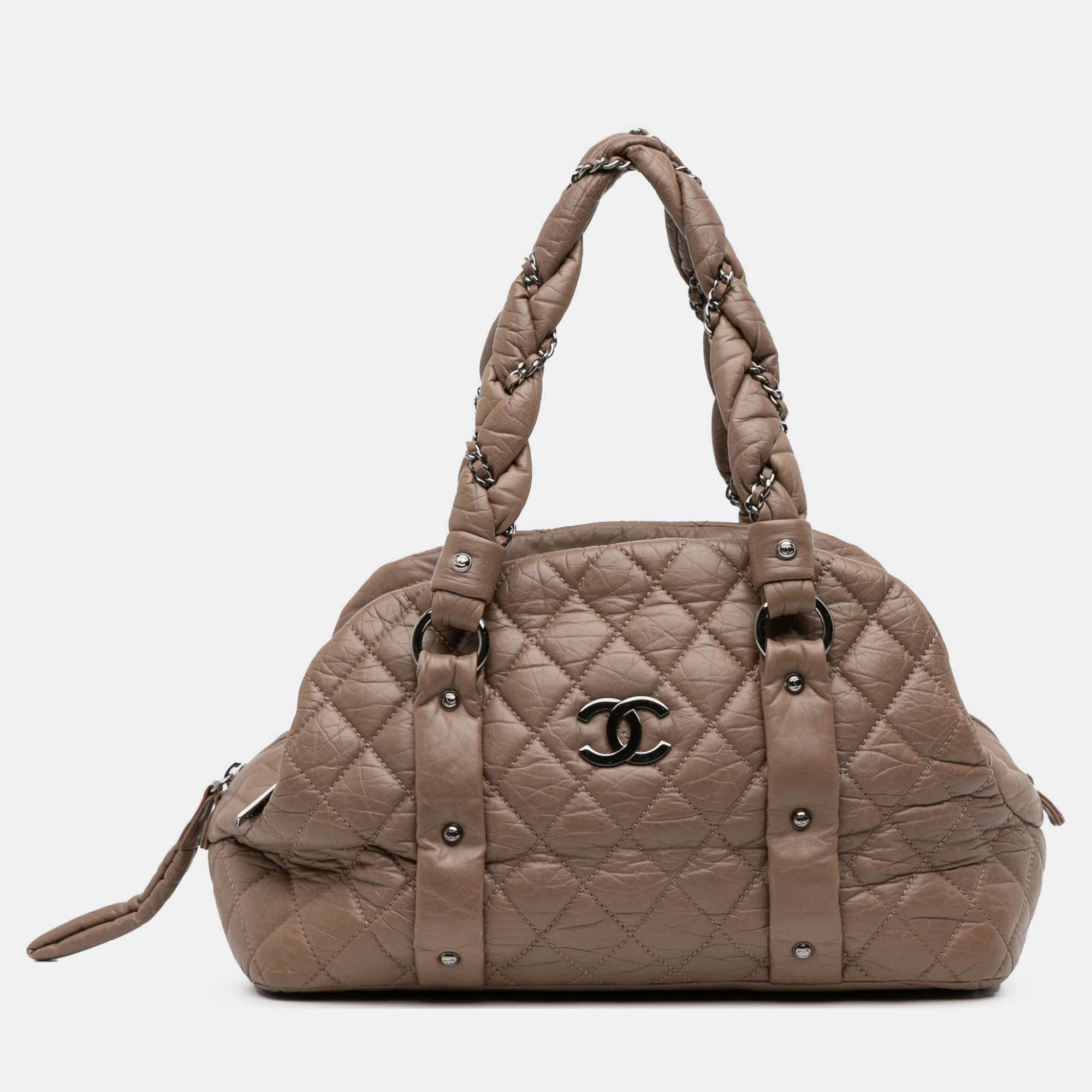 

Chanel Brown Distressed Lambskin Lady Braid Bowler Bag