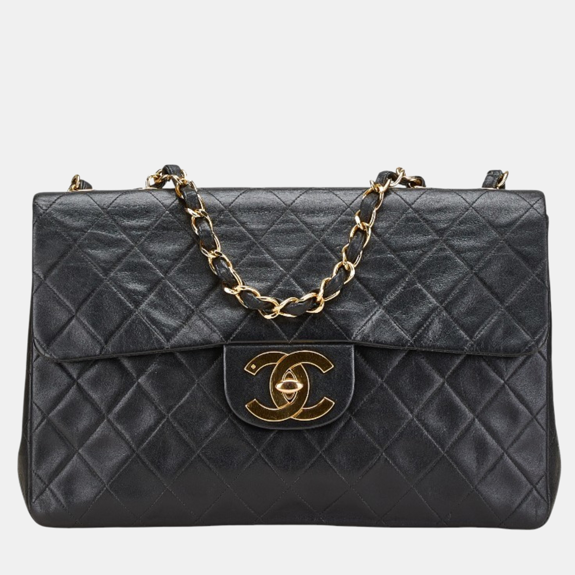

Chanel Coco Mark Deca Matelasse 34 Black Leather Chain Shoulder Bag