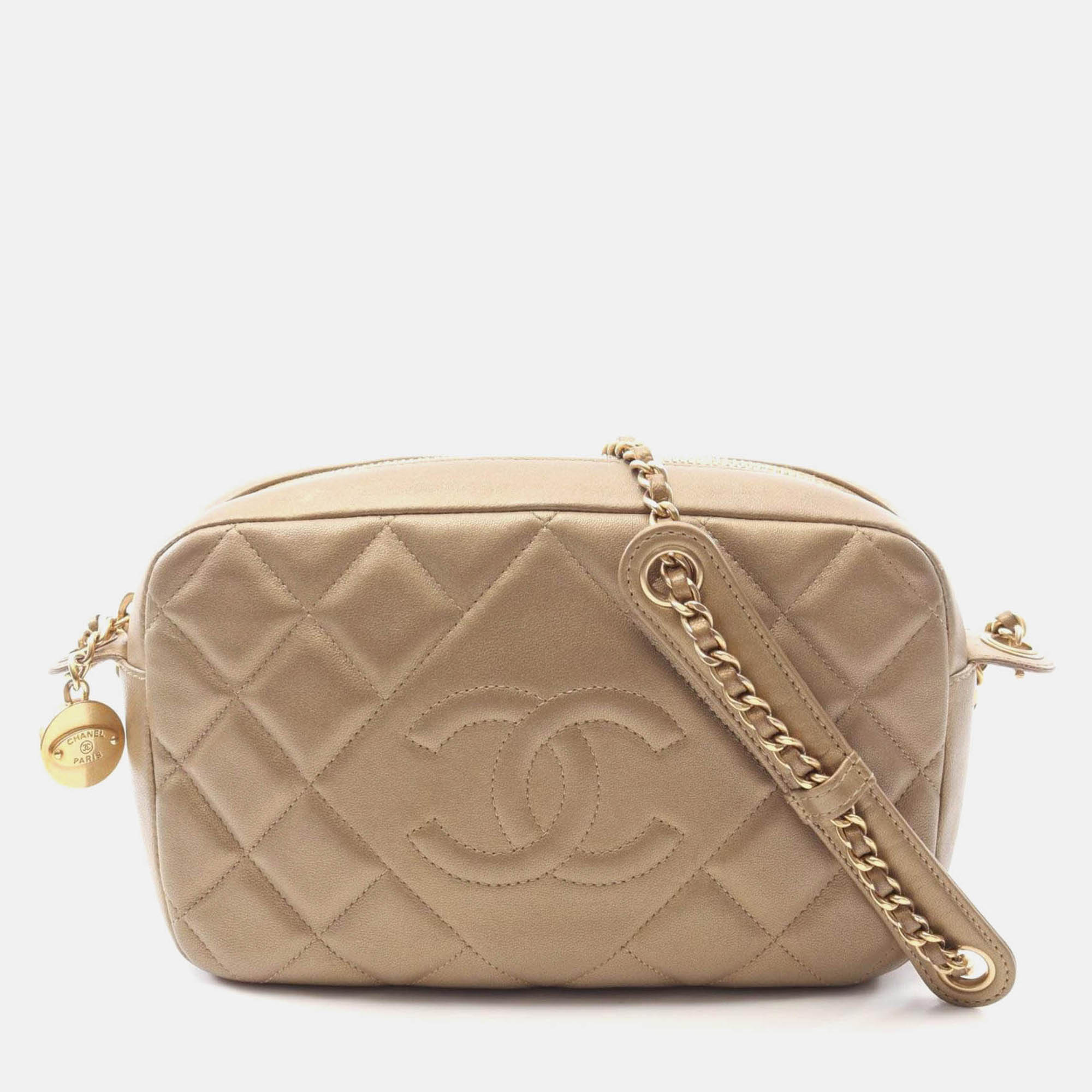 

Chanel Matelasse Camera Bag Shoulder In Lambskin Leather Gold