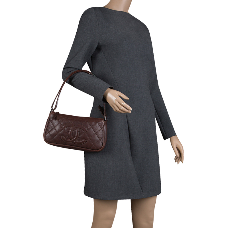 Chanel Brown Quilted Leather CC Timeless Pocket Shoulder Bag Chanel