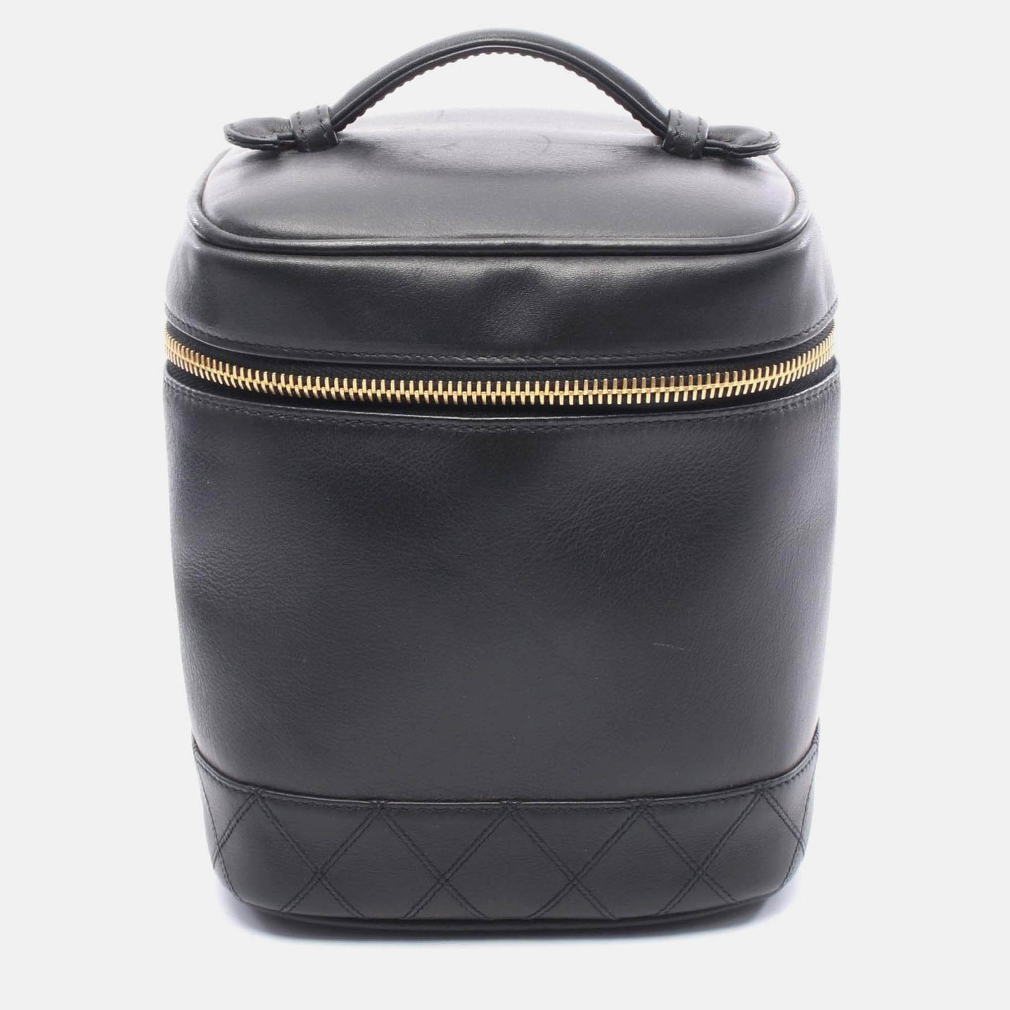 

Chanel Vanity Black Leather Top Handle Bag