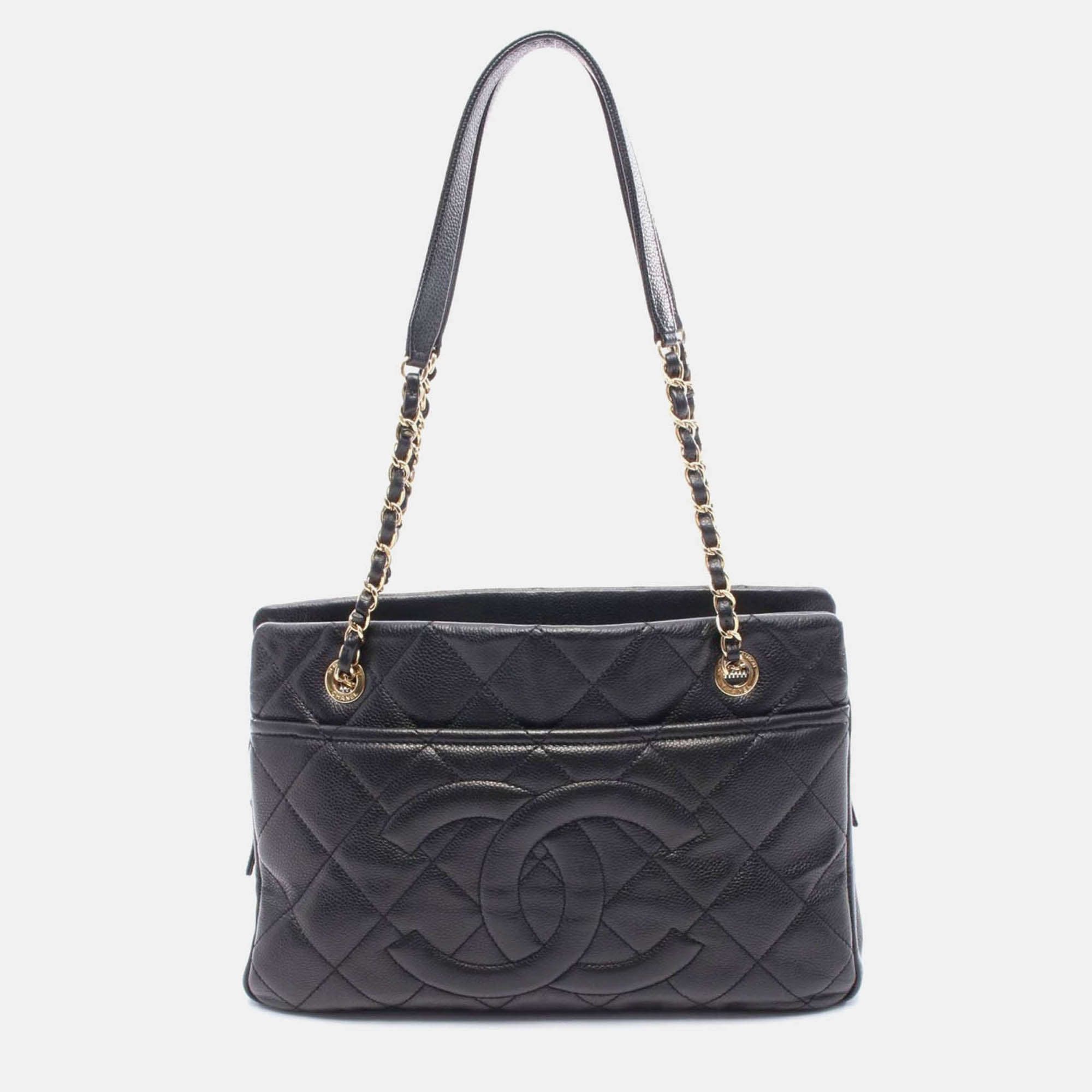 

Chanel Coco CC Matelasse Black Calfskin Chain Shoulder Tote