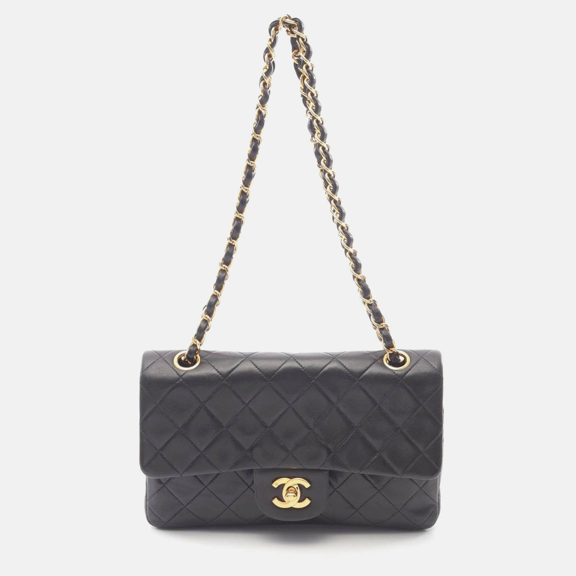 

Chanel Matelasse W Flap Black Lamb Leather Chain Shoulder Bag