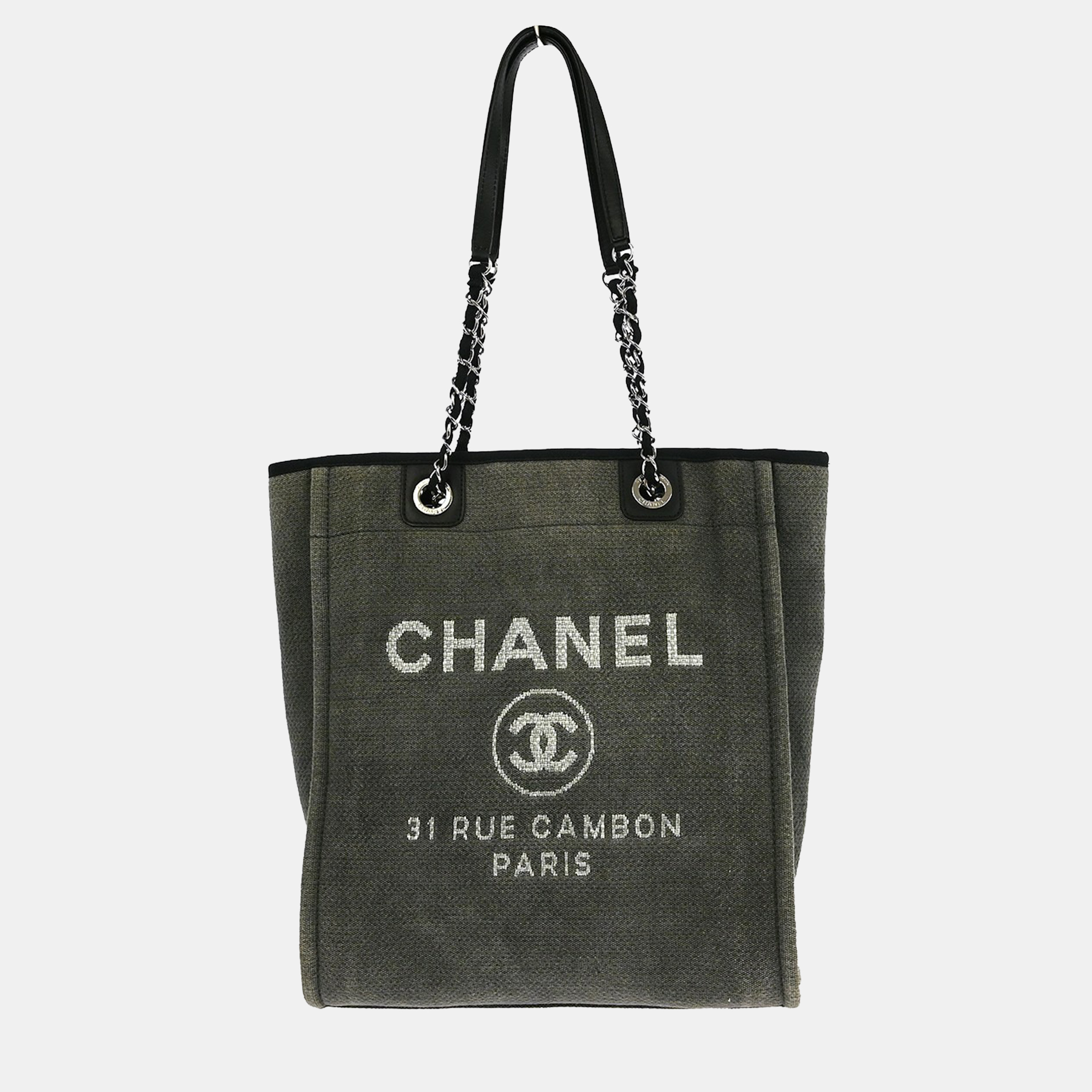 

Chanel Gray Canvas Deauville Shoulder Tote Bag, Grey