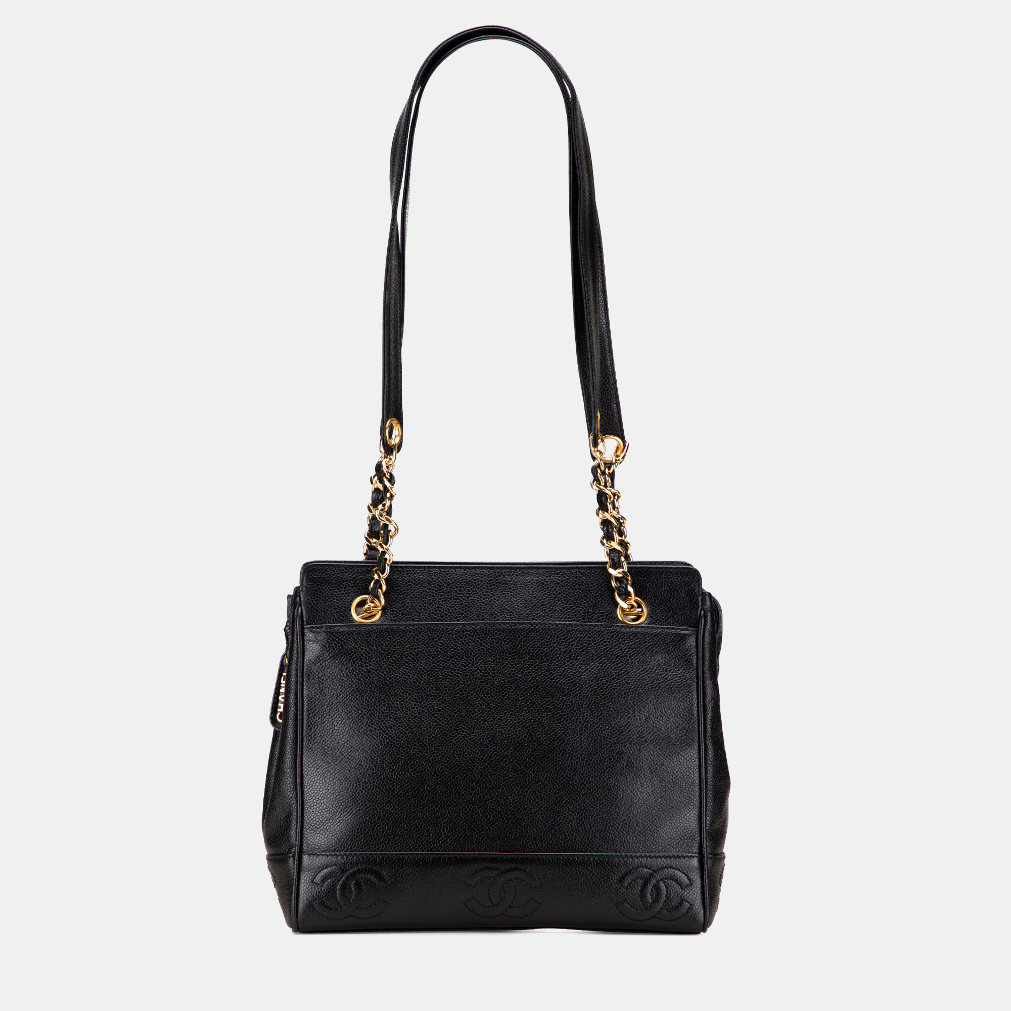Pre-owned Chanel Black Triple Cc Caviar Tote
