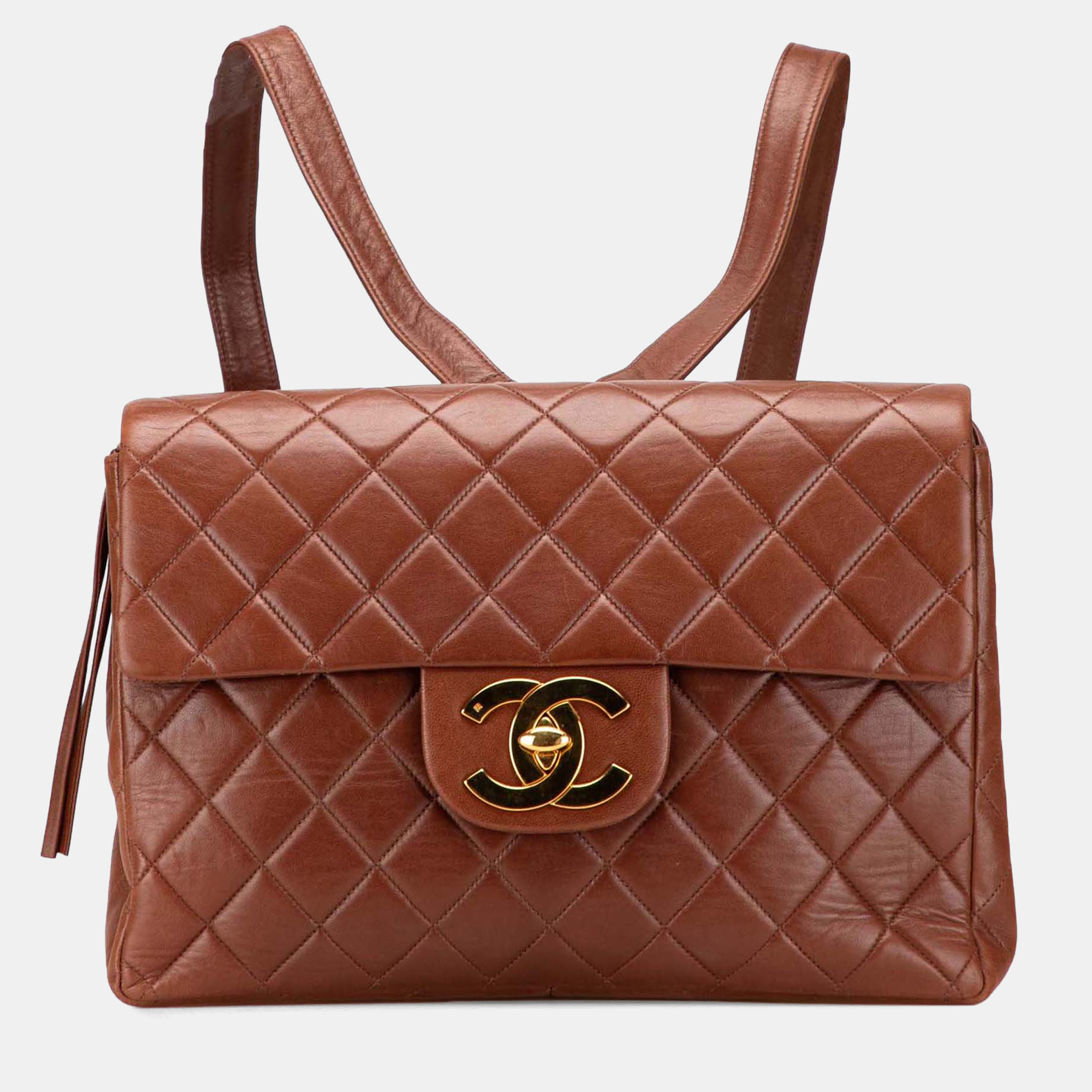 

Chanel Brown Jumbo  Quilted Lambskin Flap Backpack