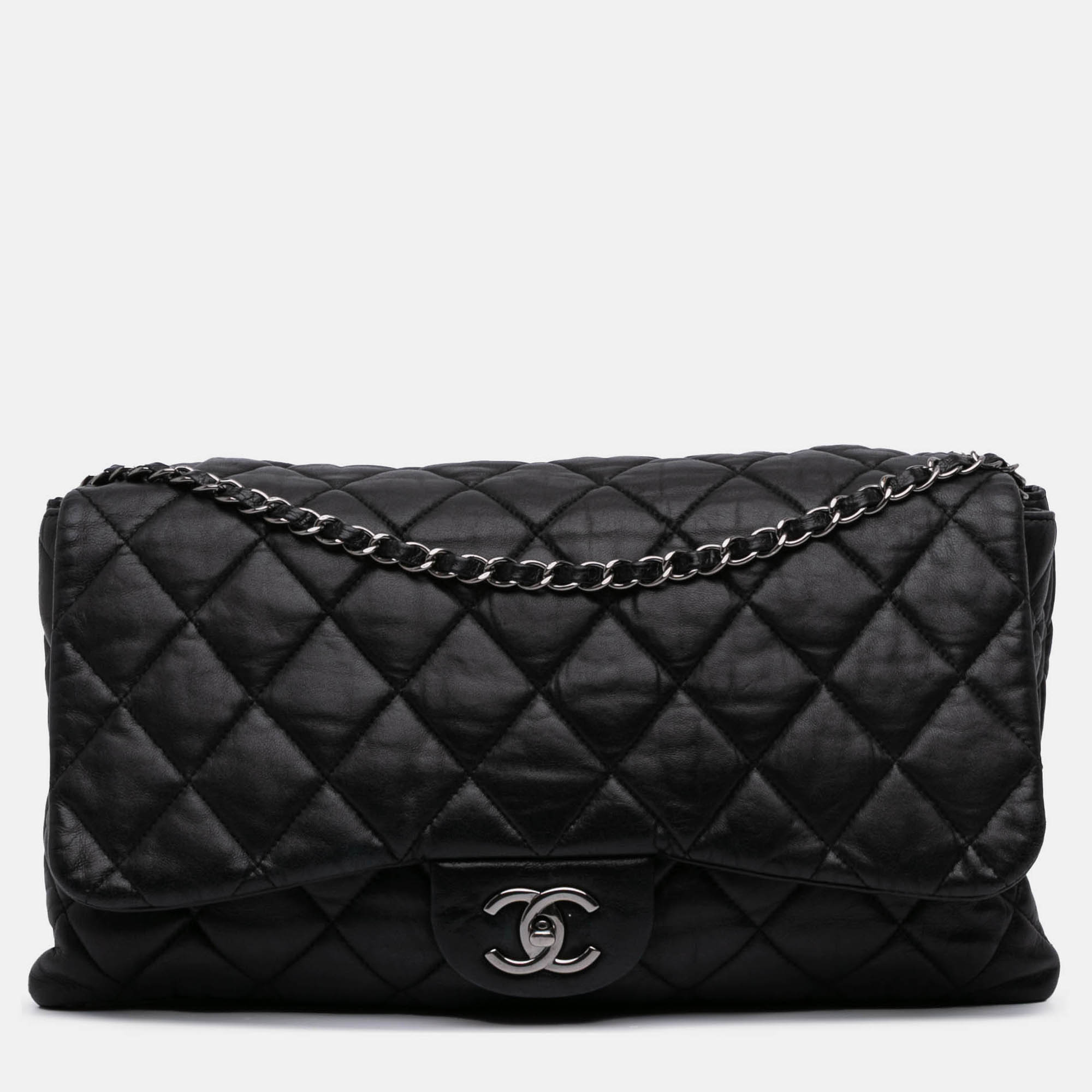 

Chanel Black Maxi Quilted Lambskin 3 Flap