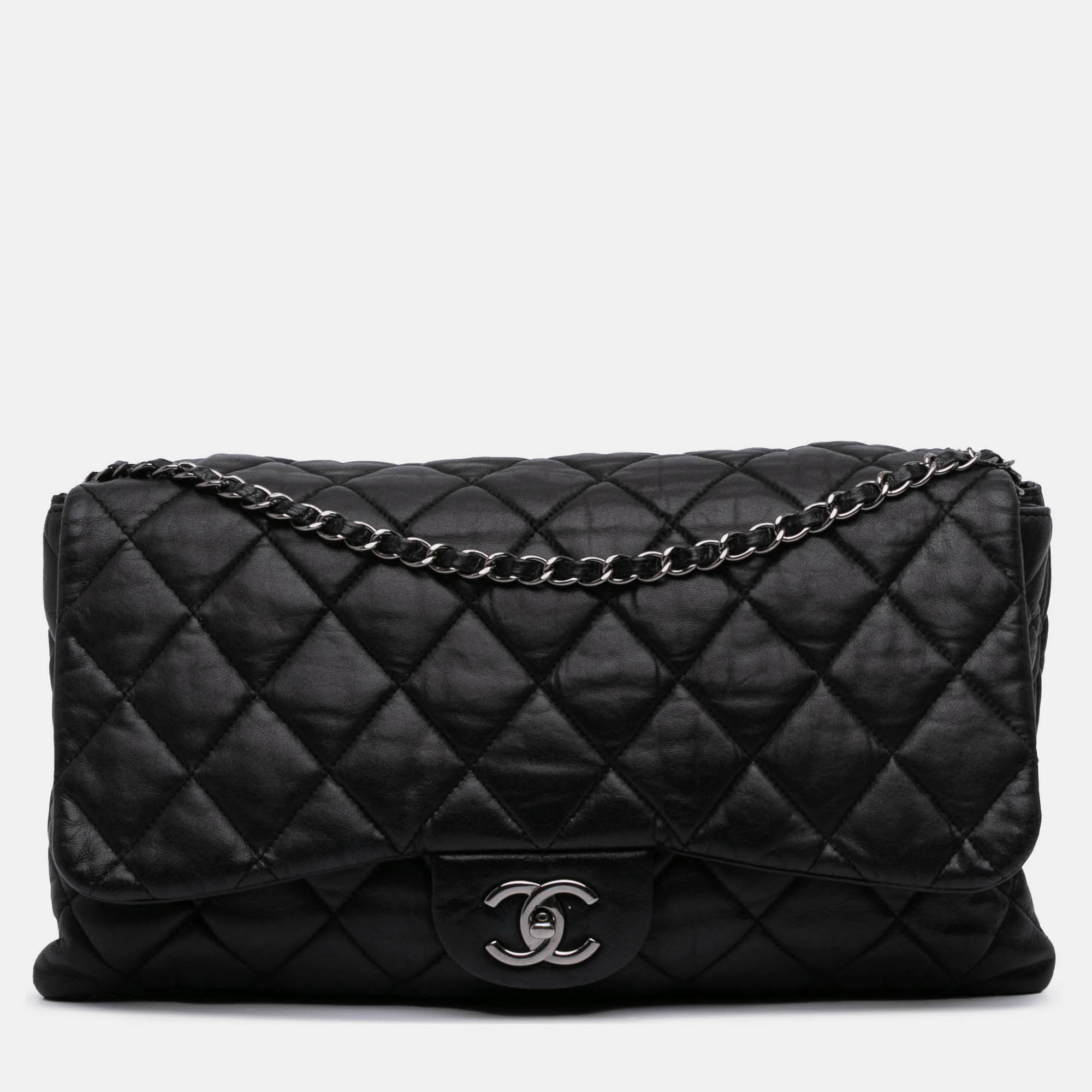 

Chanel Black Maxi Quilted Lambskin 3 Flap