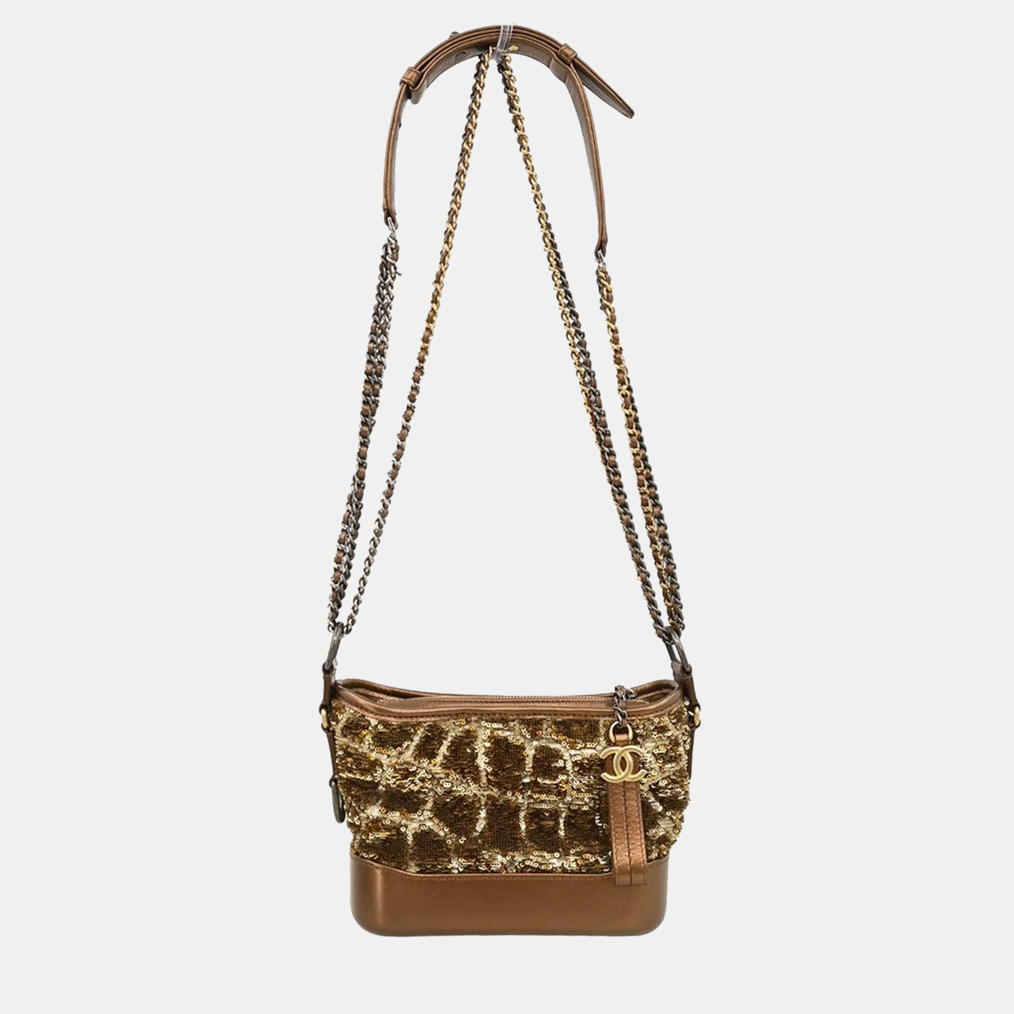 

Chanel Bronze Sequins Calfskin Small Gabrielle Shoulder Bag, Brown