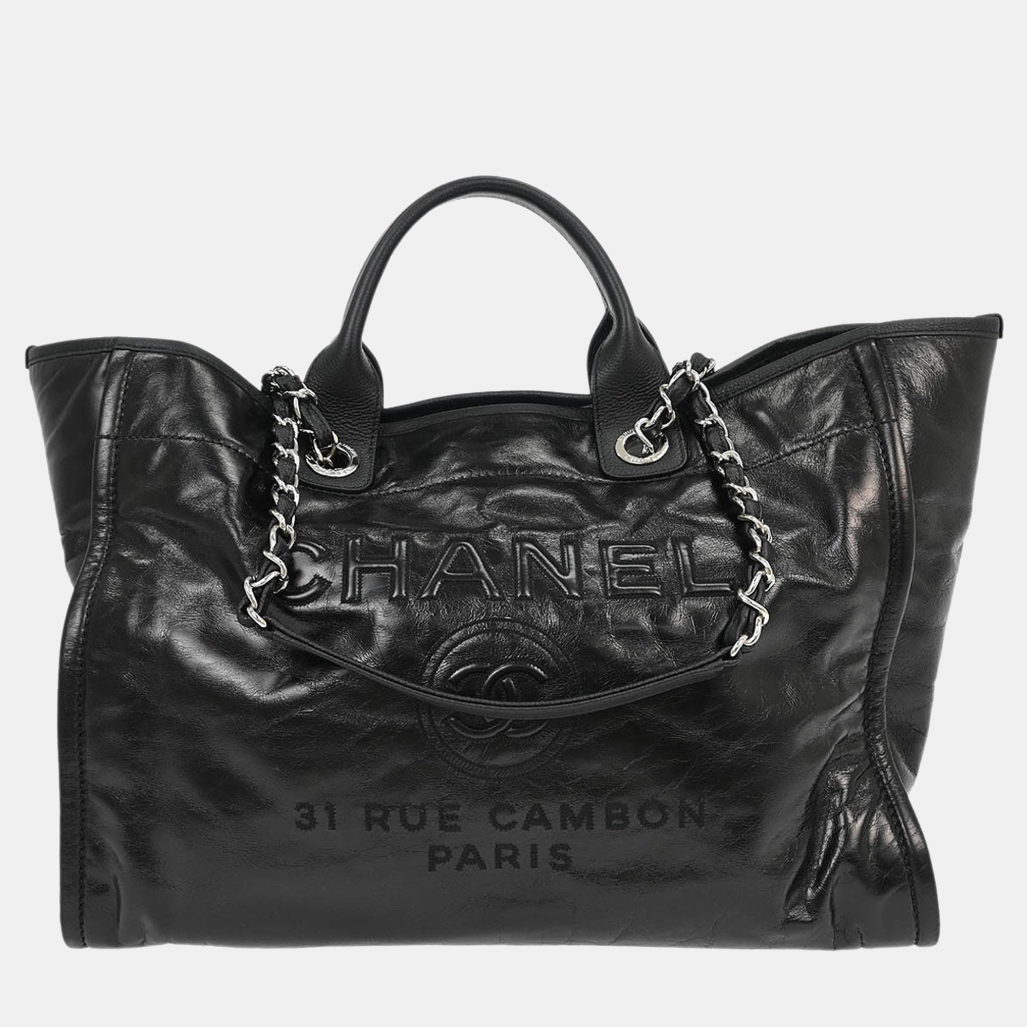 

Chanel Black Calfskin Medium Deauville 2way Tote Bag