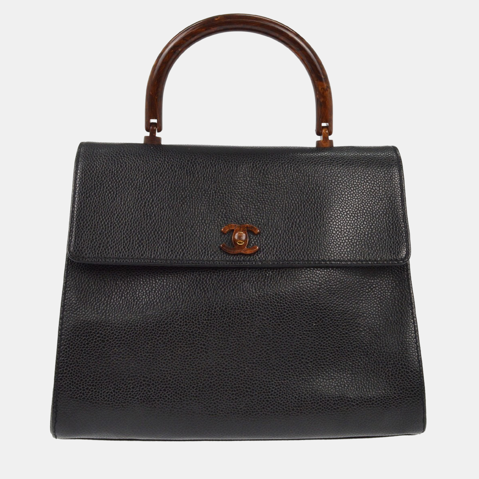 

Chanel Black Calfskin Top Handle Handbag