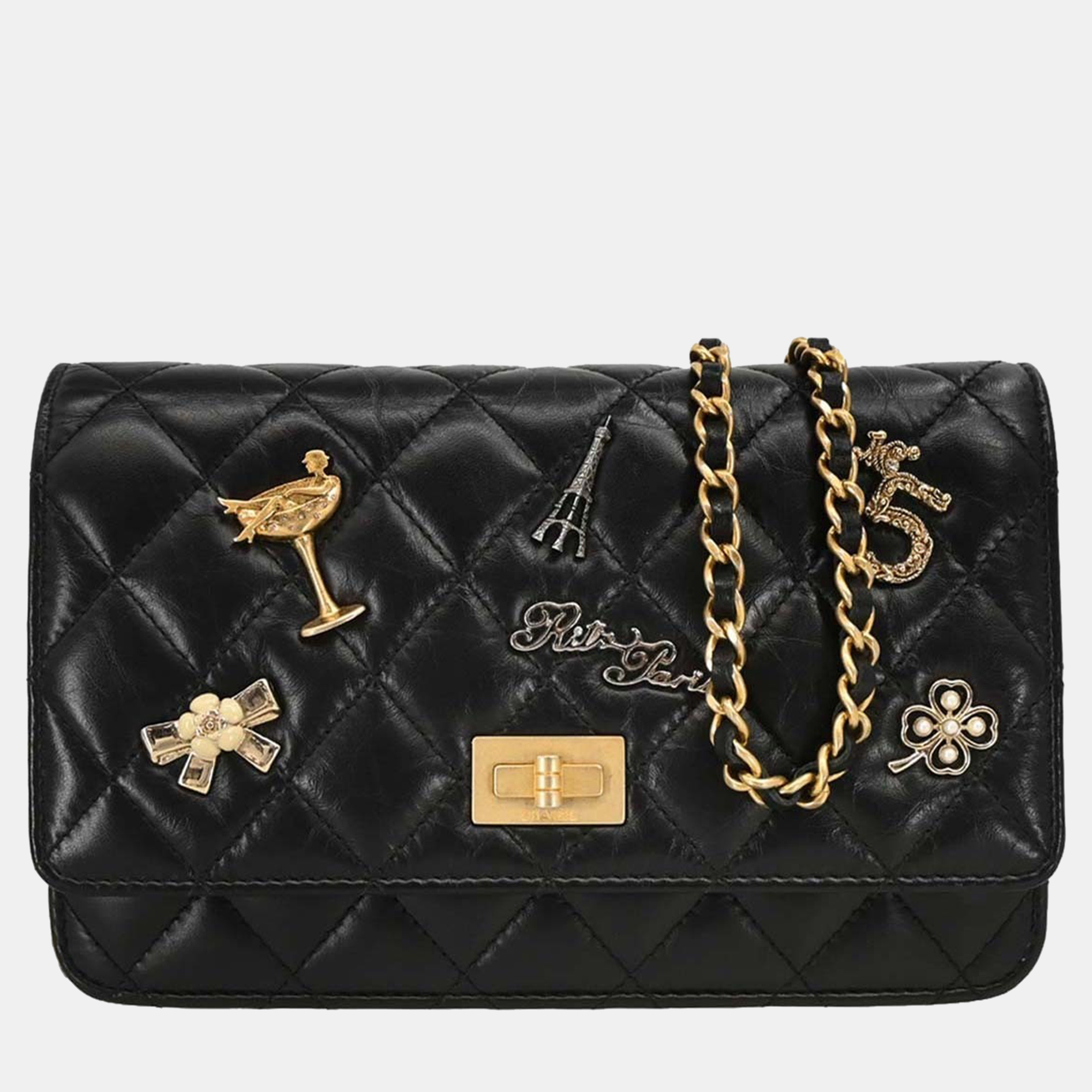 

Chanel Calfskin Mademoiselle Lock Icon WOC Wallet on Chain Shoulder Bag, Black