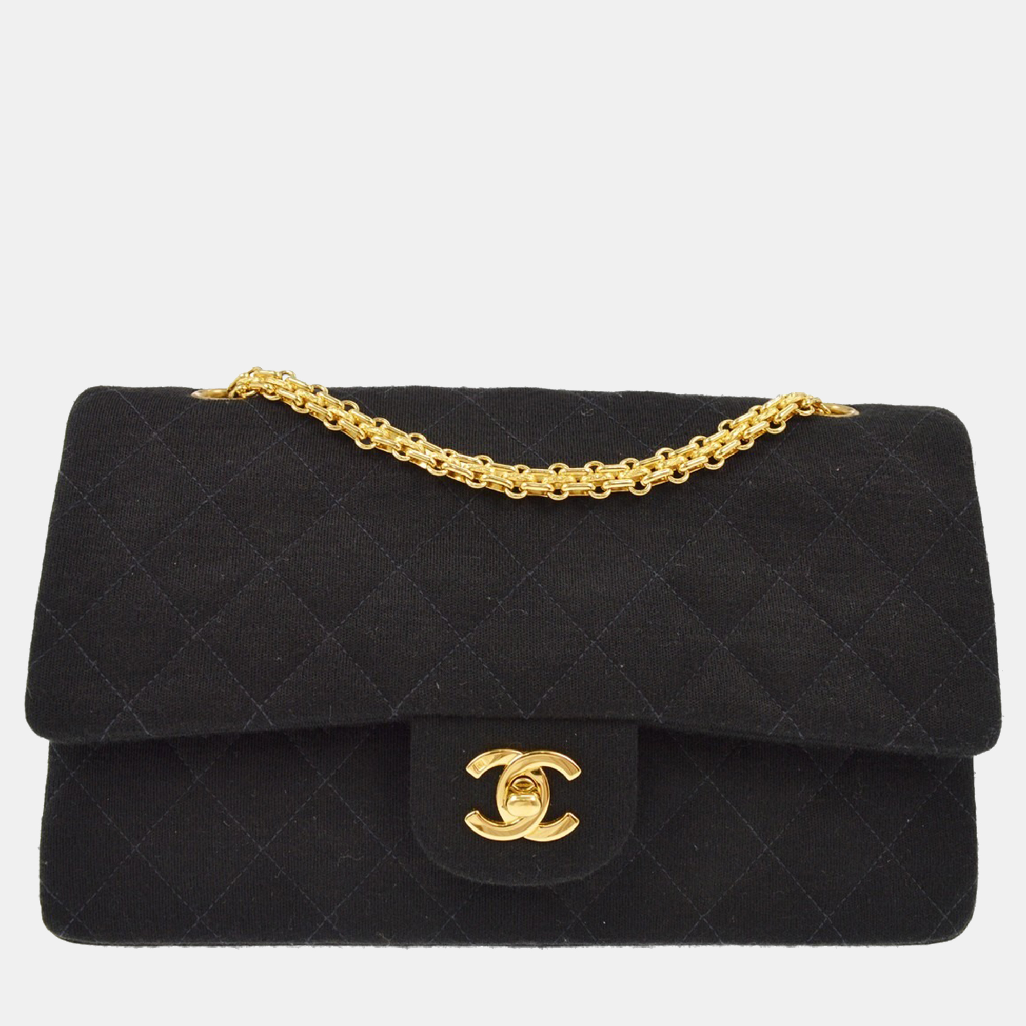 

Chanel Black Cotton Medium Classic Double Flap Shoulder Bag