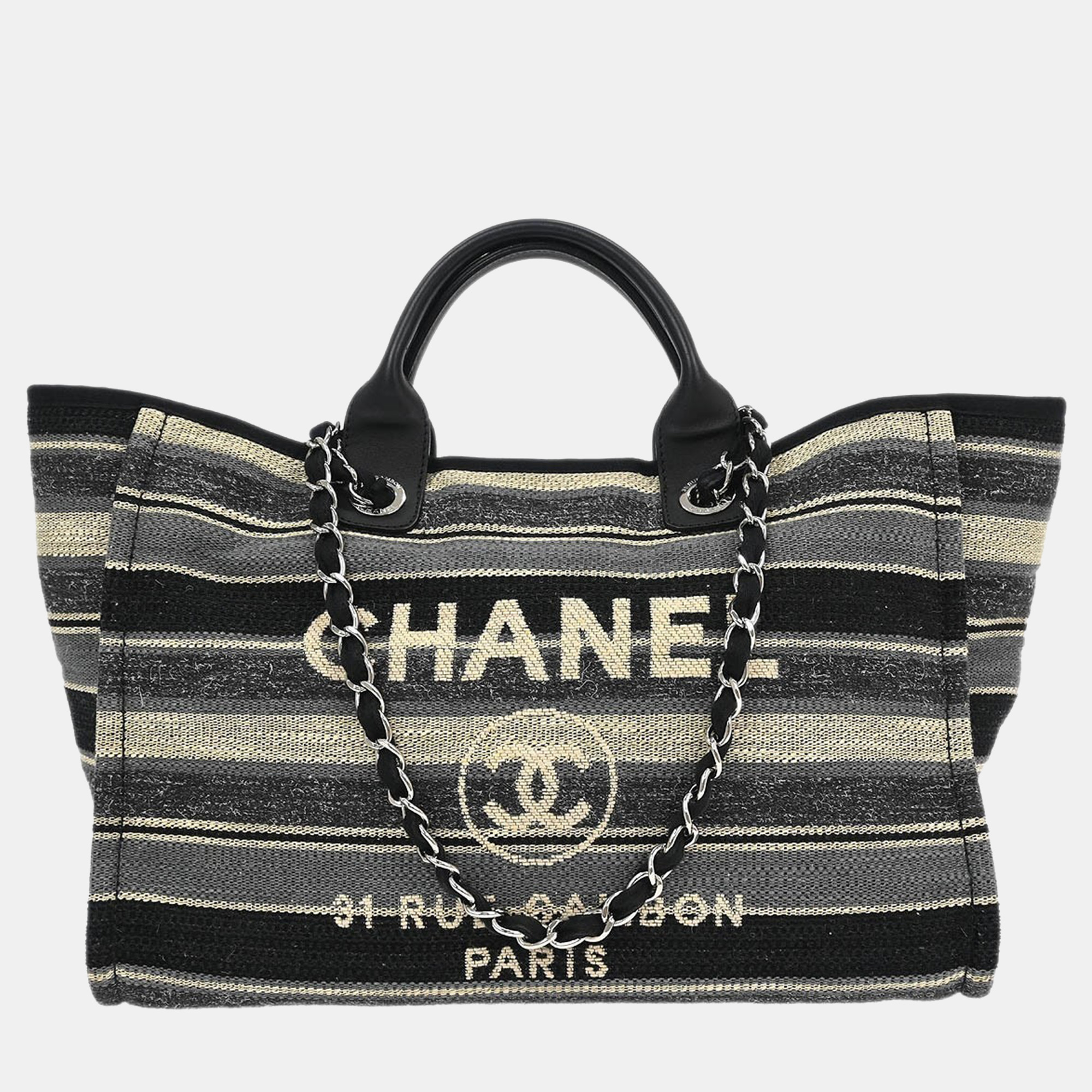 Pre-owned Chanel Gray Canvas Medium Deauville 2way Tote Bag