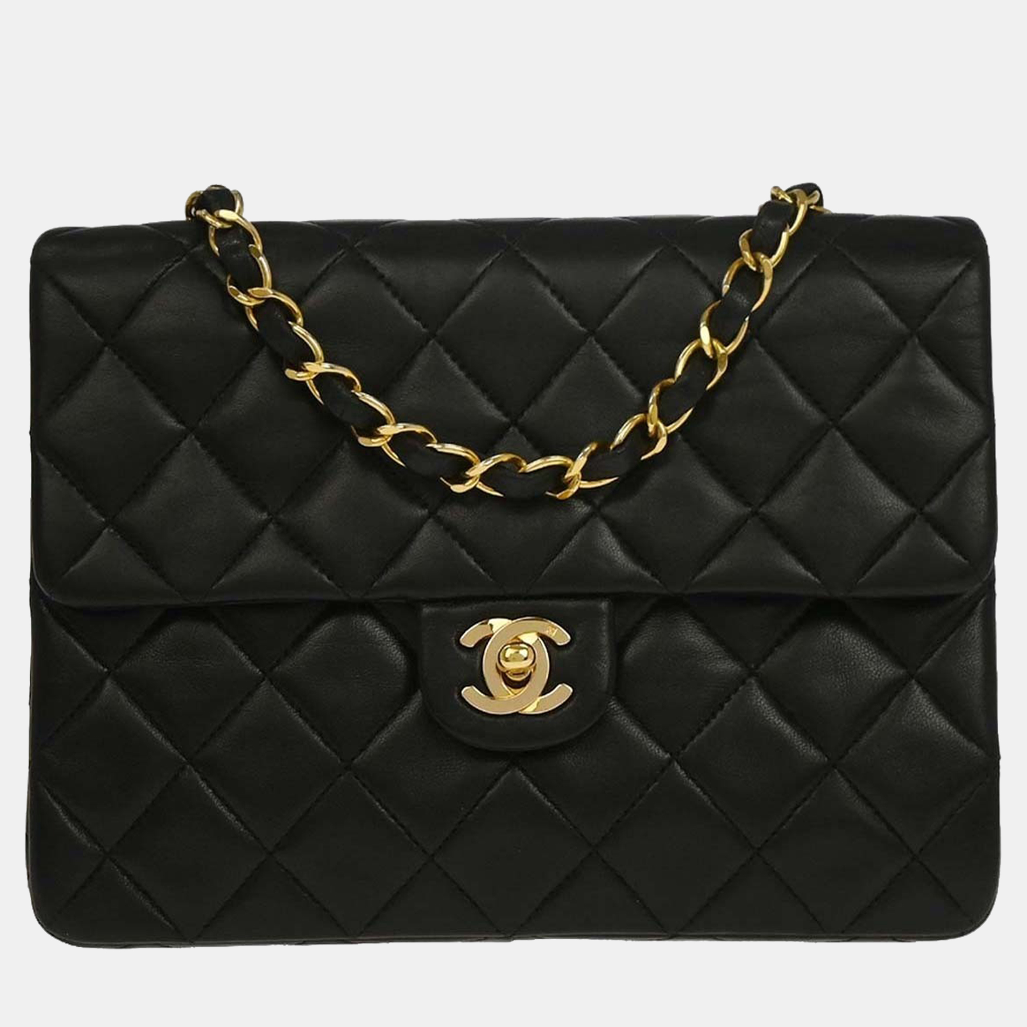 

Chanel Black Lambskin Classic Square Flap Shoulder Bag