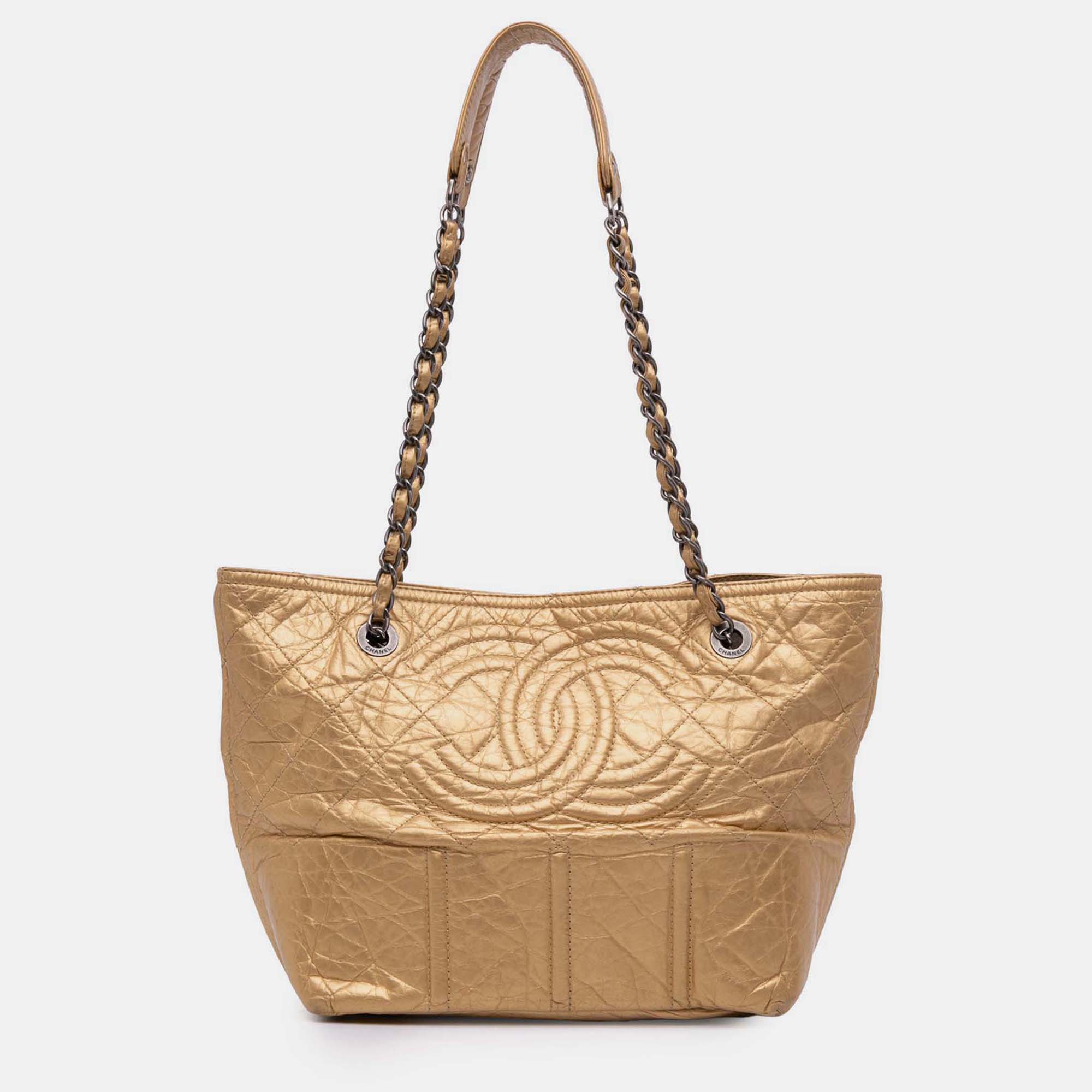 

Chanel Gold Distressed Calfskin Shopping In Moscow Tote