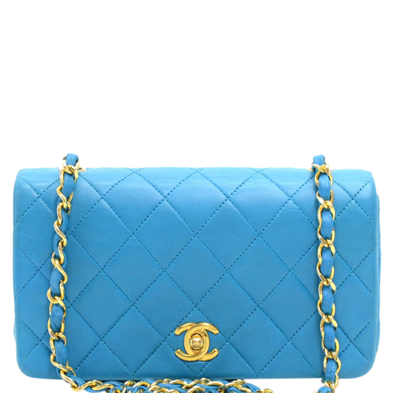 chanel vintage blue bag