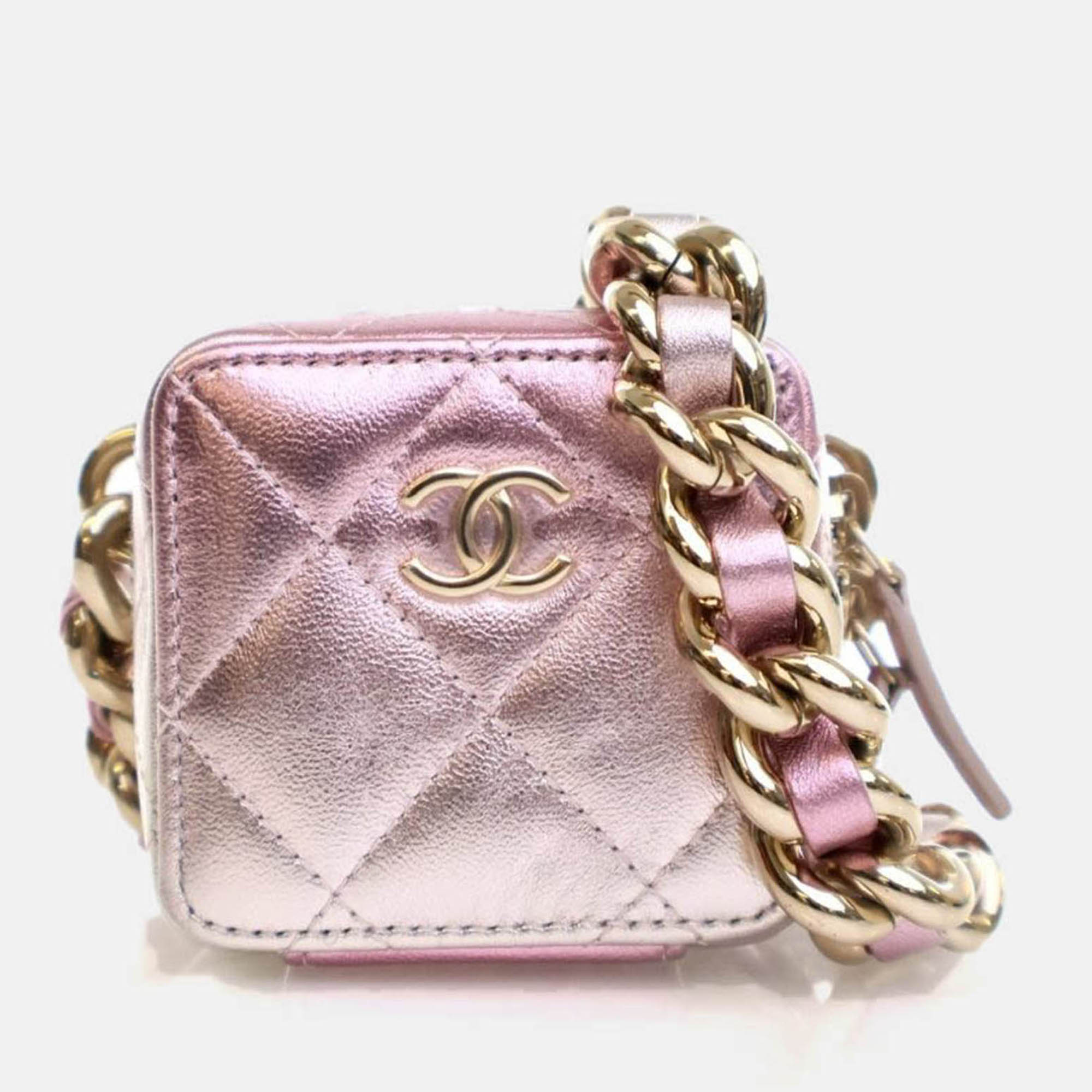 

Chanel Mini Lambskin Coco Punk Cube Clutch With Chain, Pink