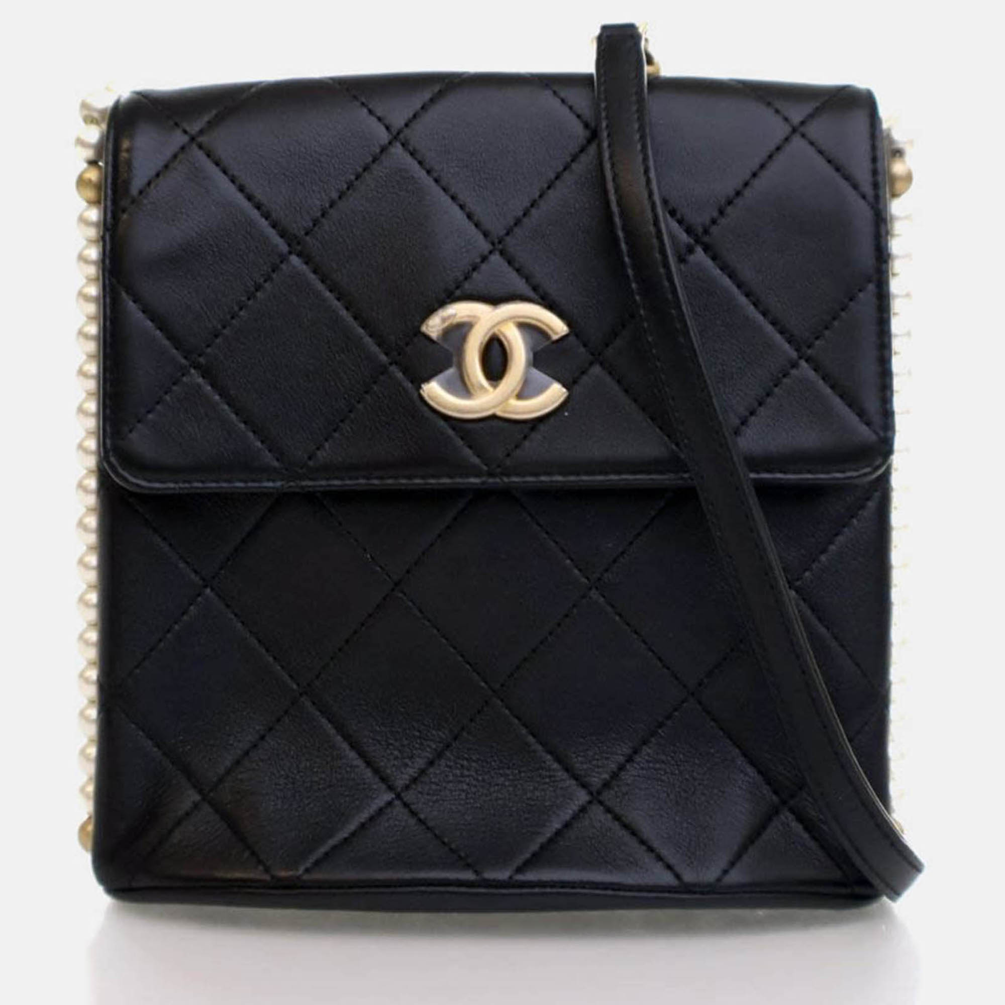 

Chanel Small Calfskin About Pearls Hobo Bag, Black