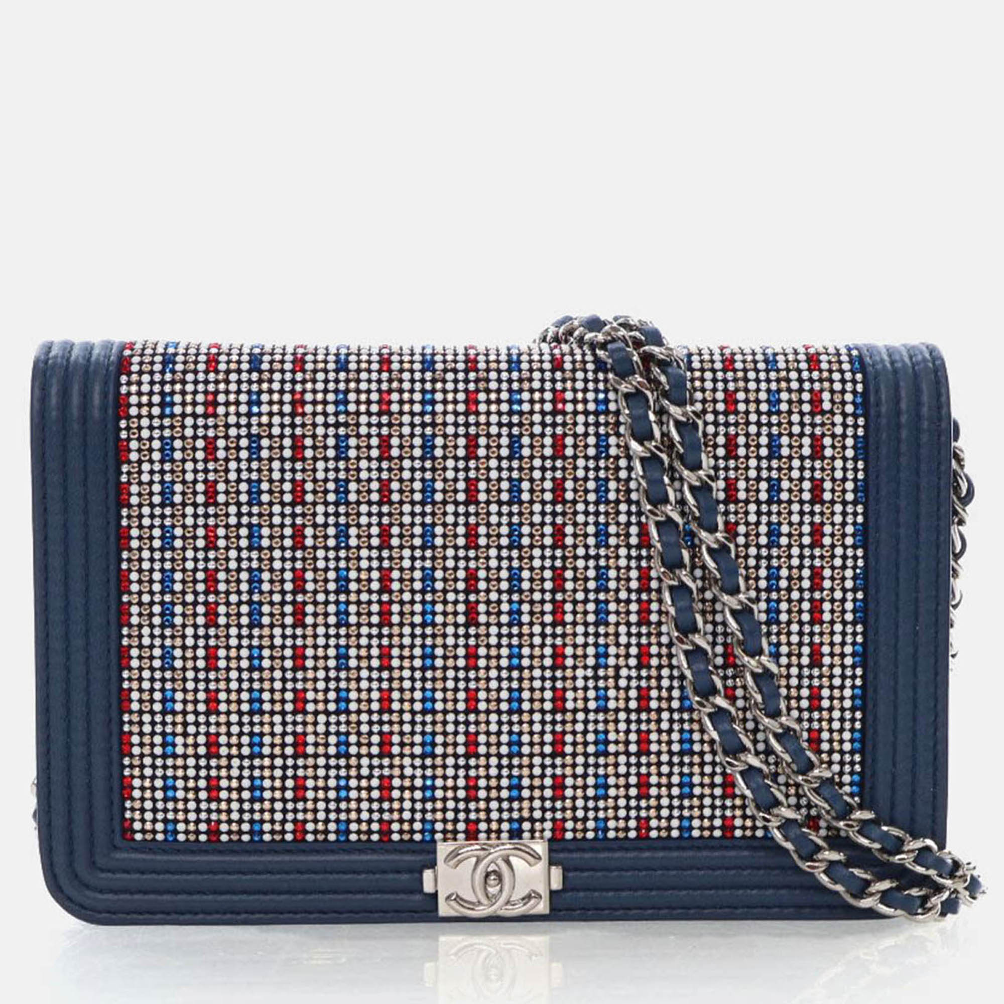 

Chanel Crystal Boy Wallet On Chain (WOC), Blue
