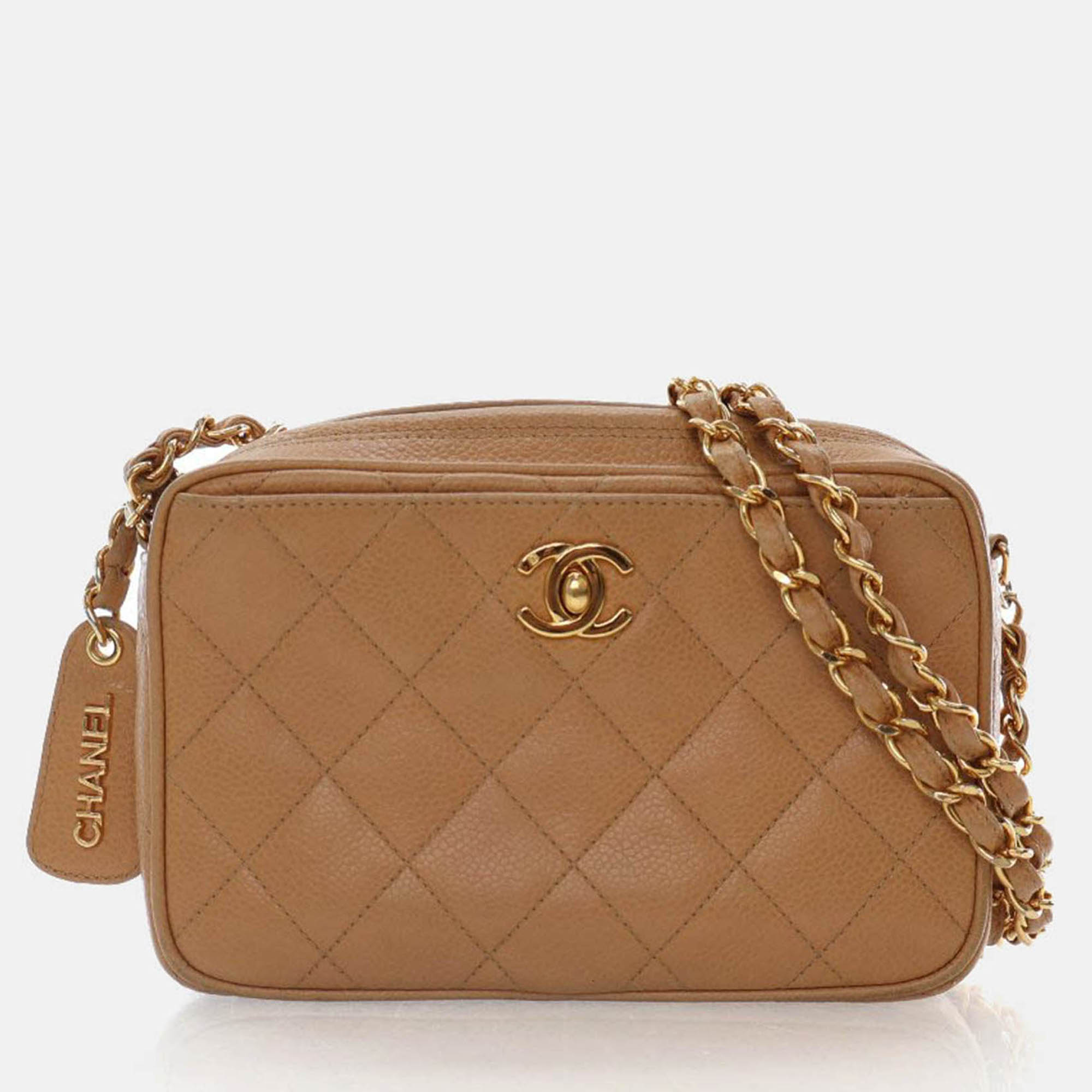 

Chanel Vintage Small Caviar Camera Bag, Beige