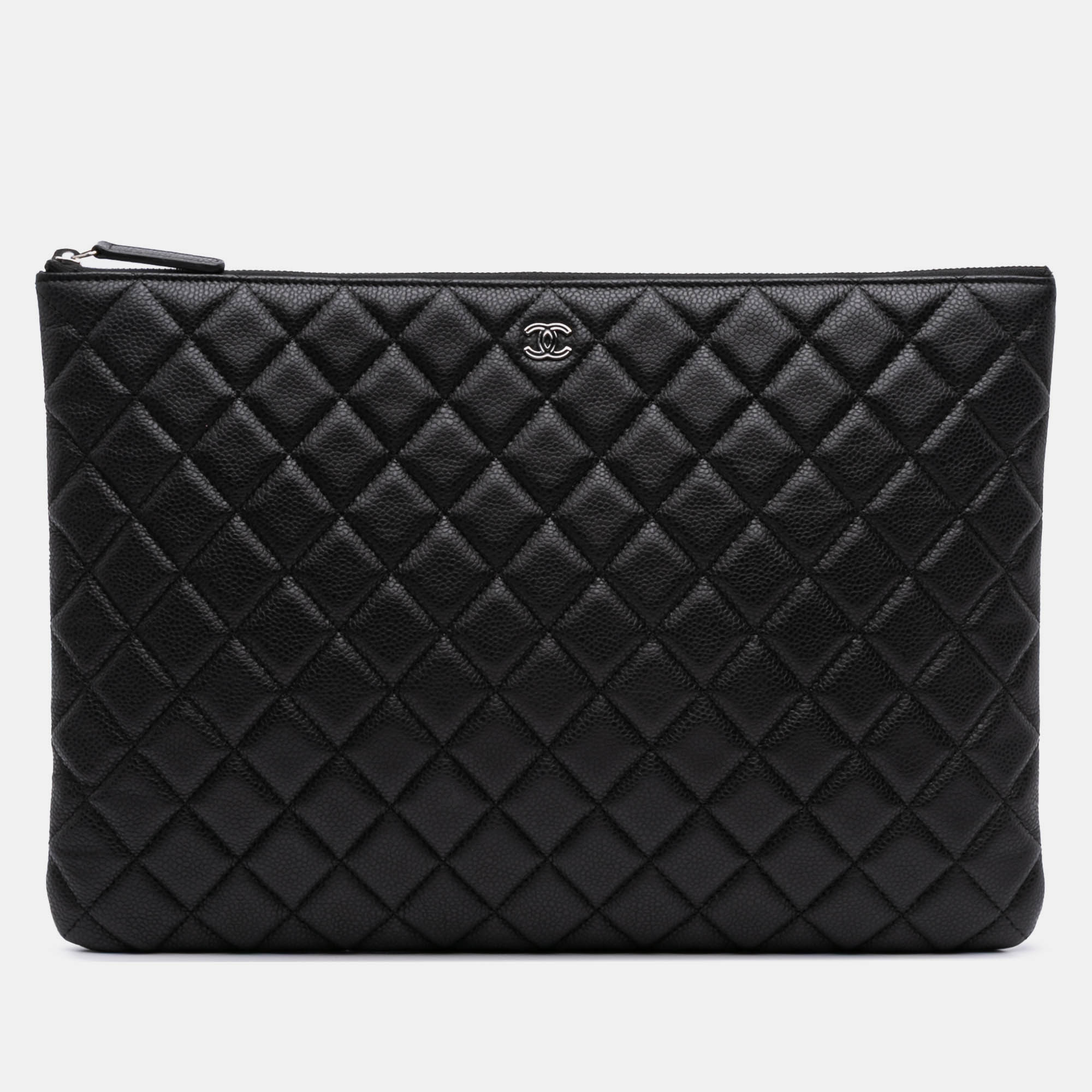 

Chanel Black Large Quilted Caviar O Case Clutch