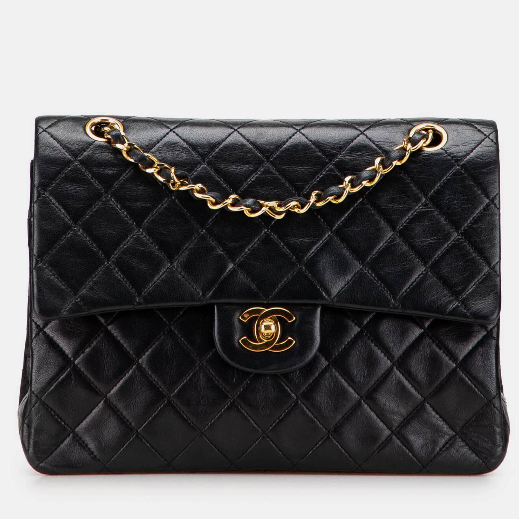 

Chanel Black Medium Tall Classic Lambskin Double Flap