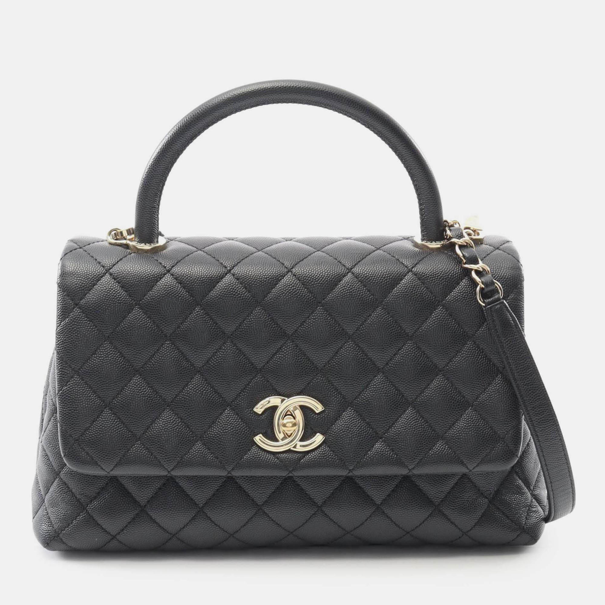 

Chanel Black Small Caviar Coco Top Handle Bag
