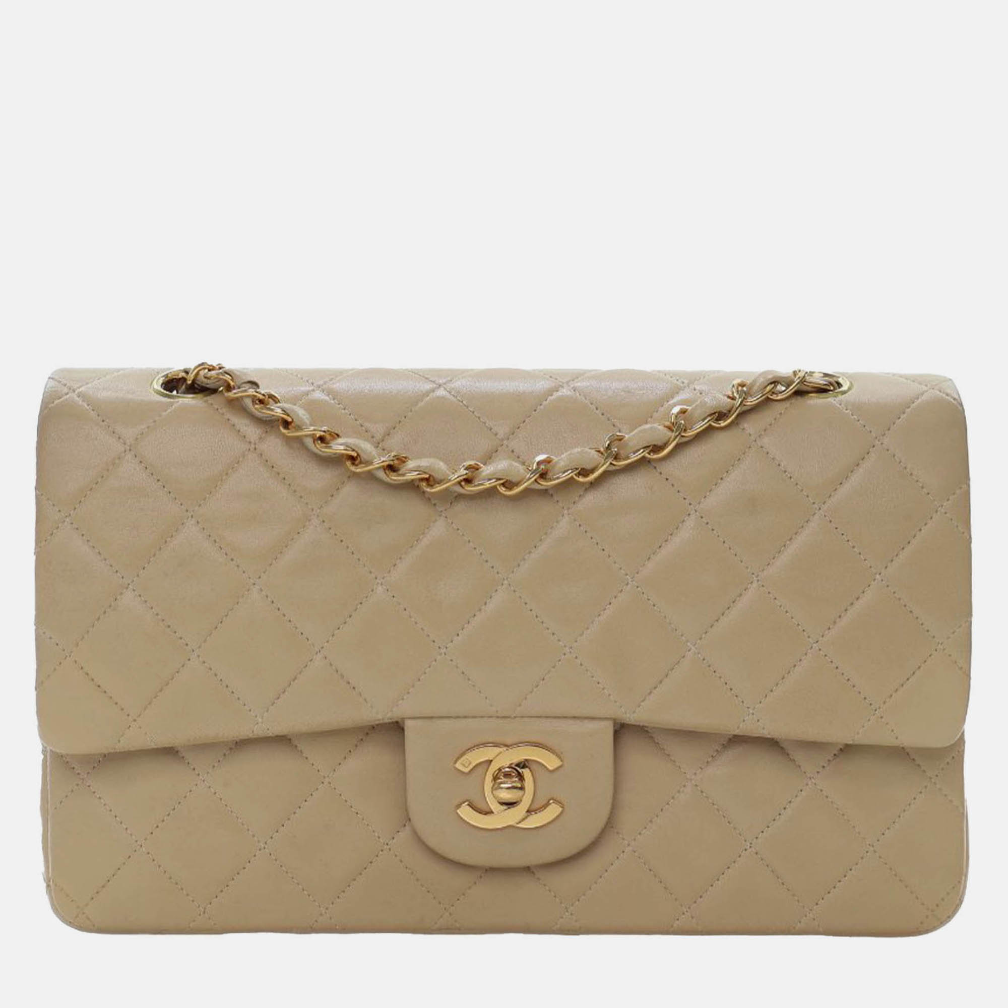 

Chanel Beige Medium Classic Lambskin Double Flap