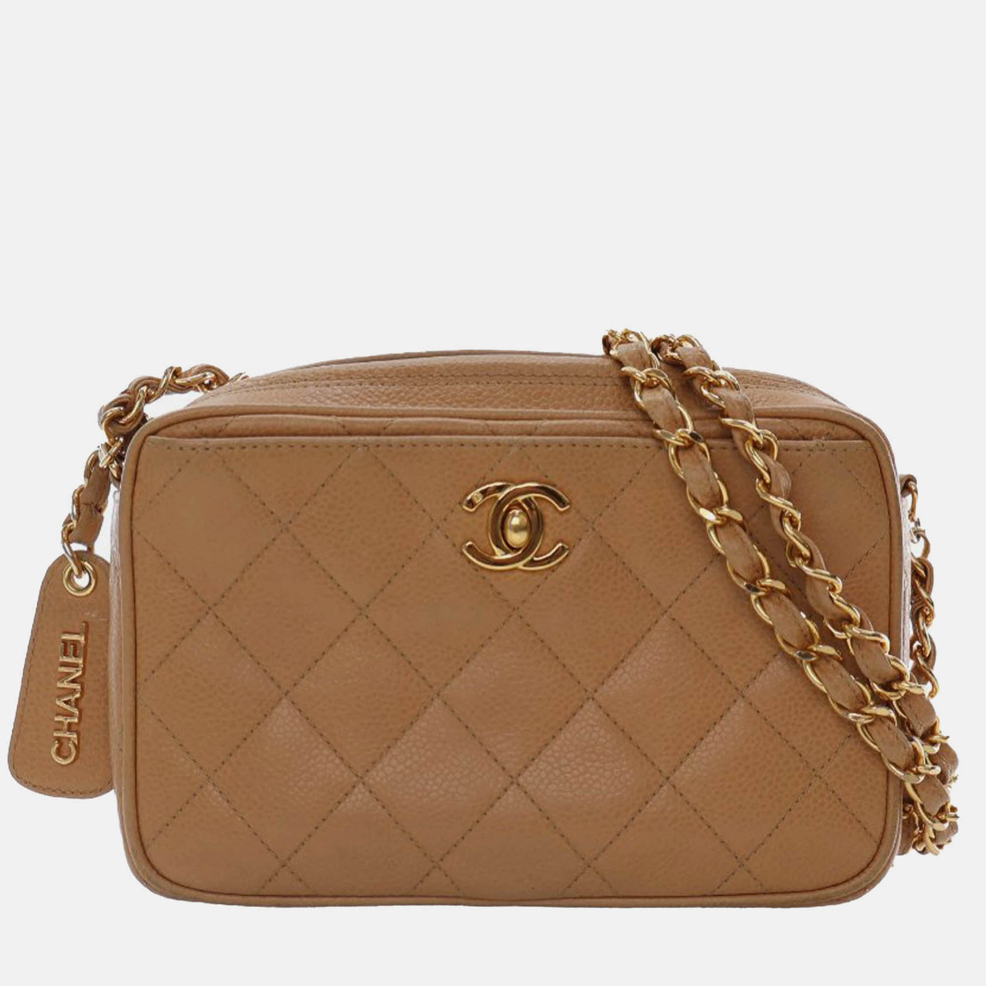 

Chanel Brown CC Quilted Caviar Camera Bag
