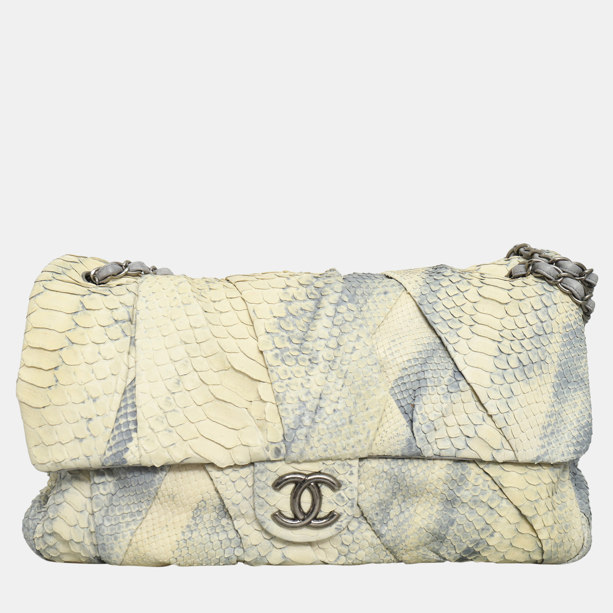 

Chanel Python Jumbo  Flap Bag, Grey