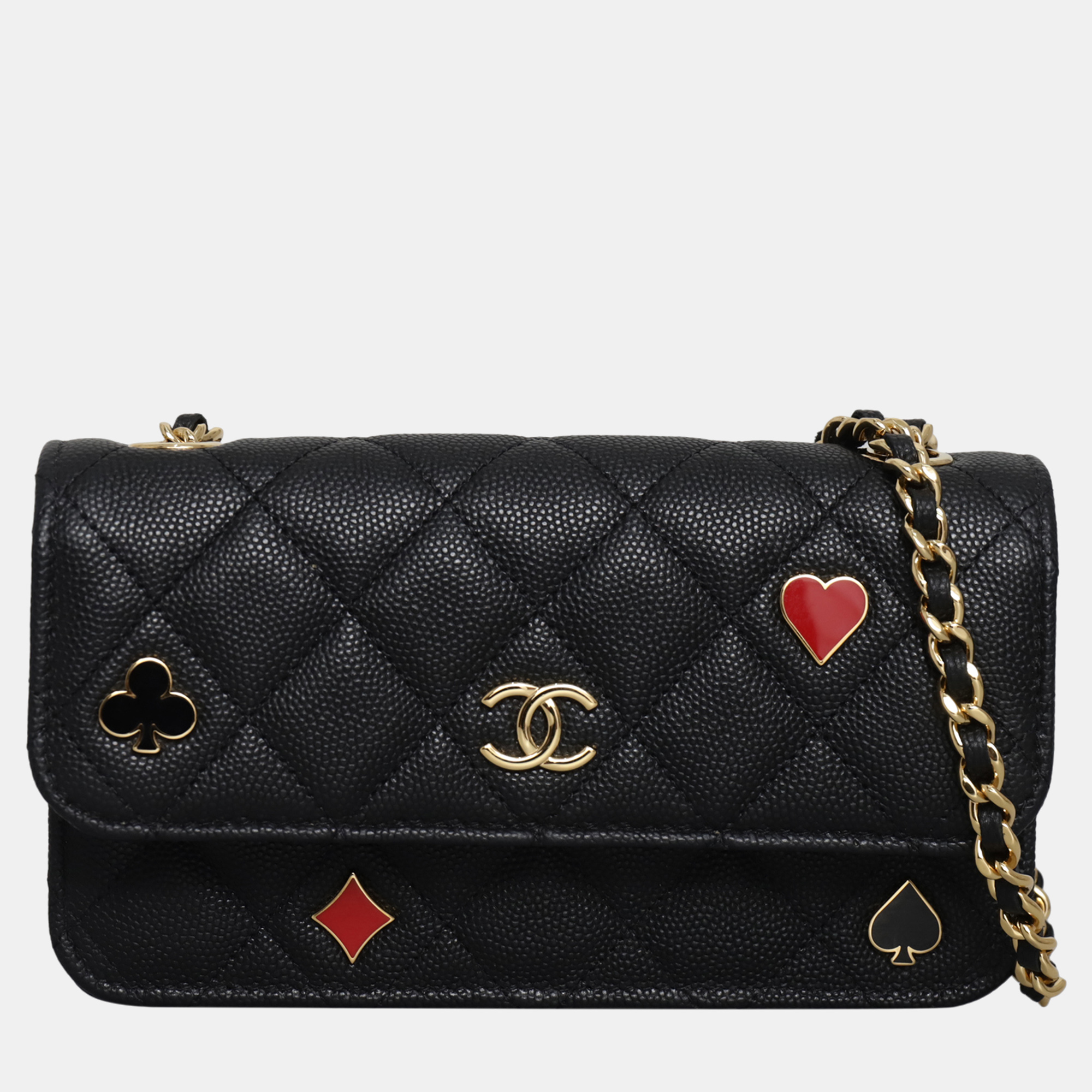 

Chanel Caviar Coco Casino Phone Holder On Chain, Black
