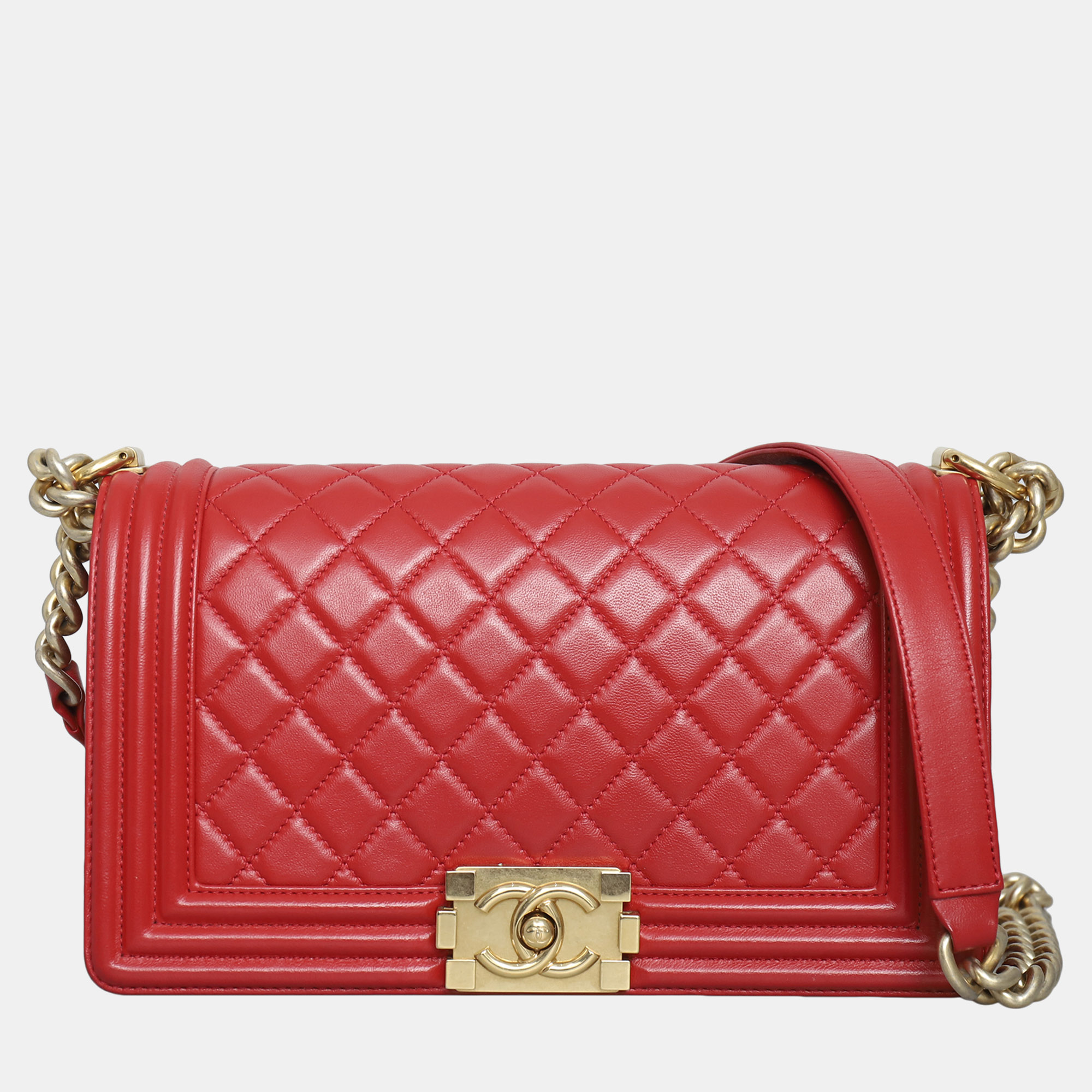 

Chanel Old Medium Lambskin Boy Bag, Red