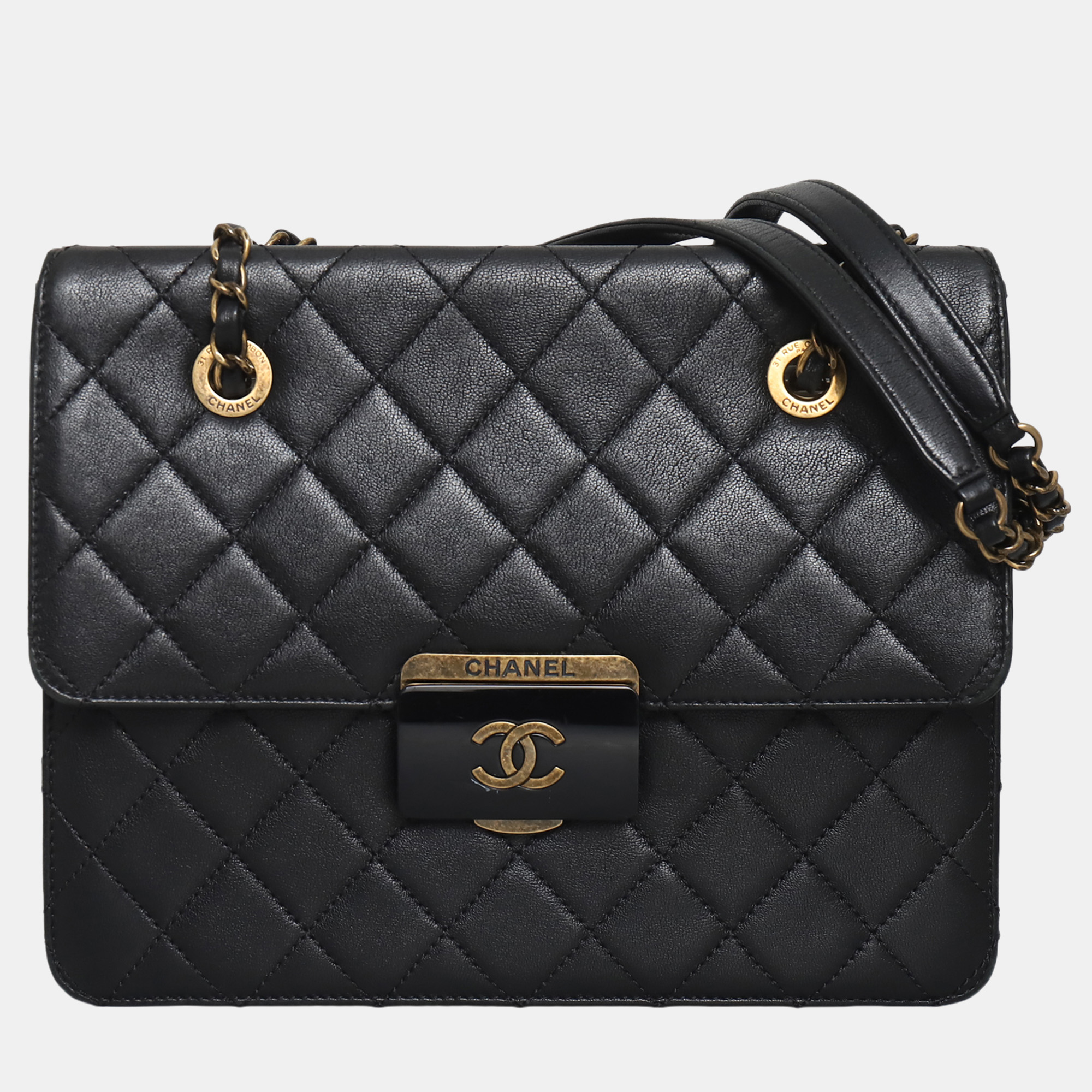 

Chanel Small Quilted Beauty Lock Tote Bag, Black