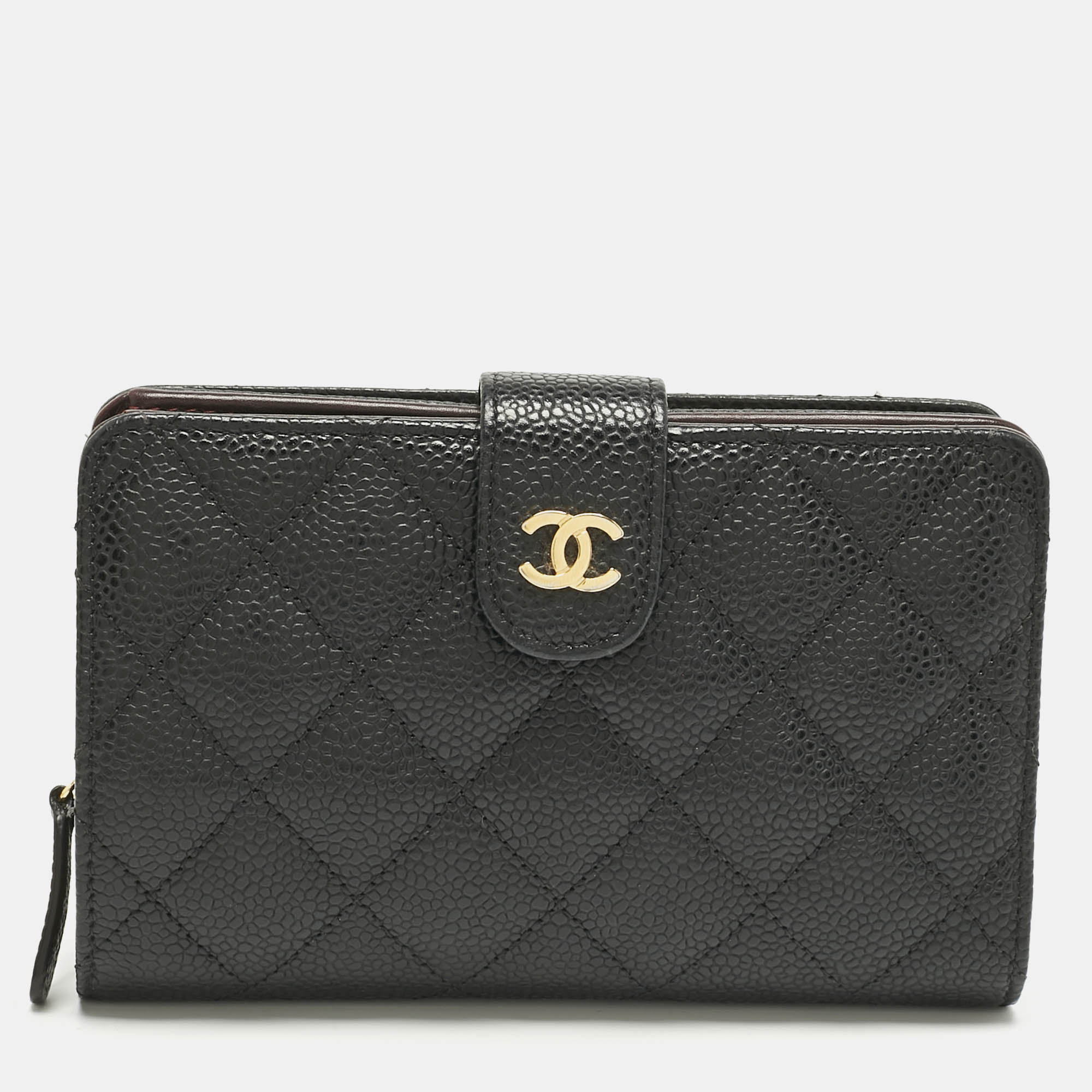 

Chanel Black Quilted Caviar Leather L-Zip Wallet