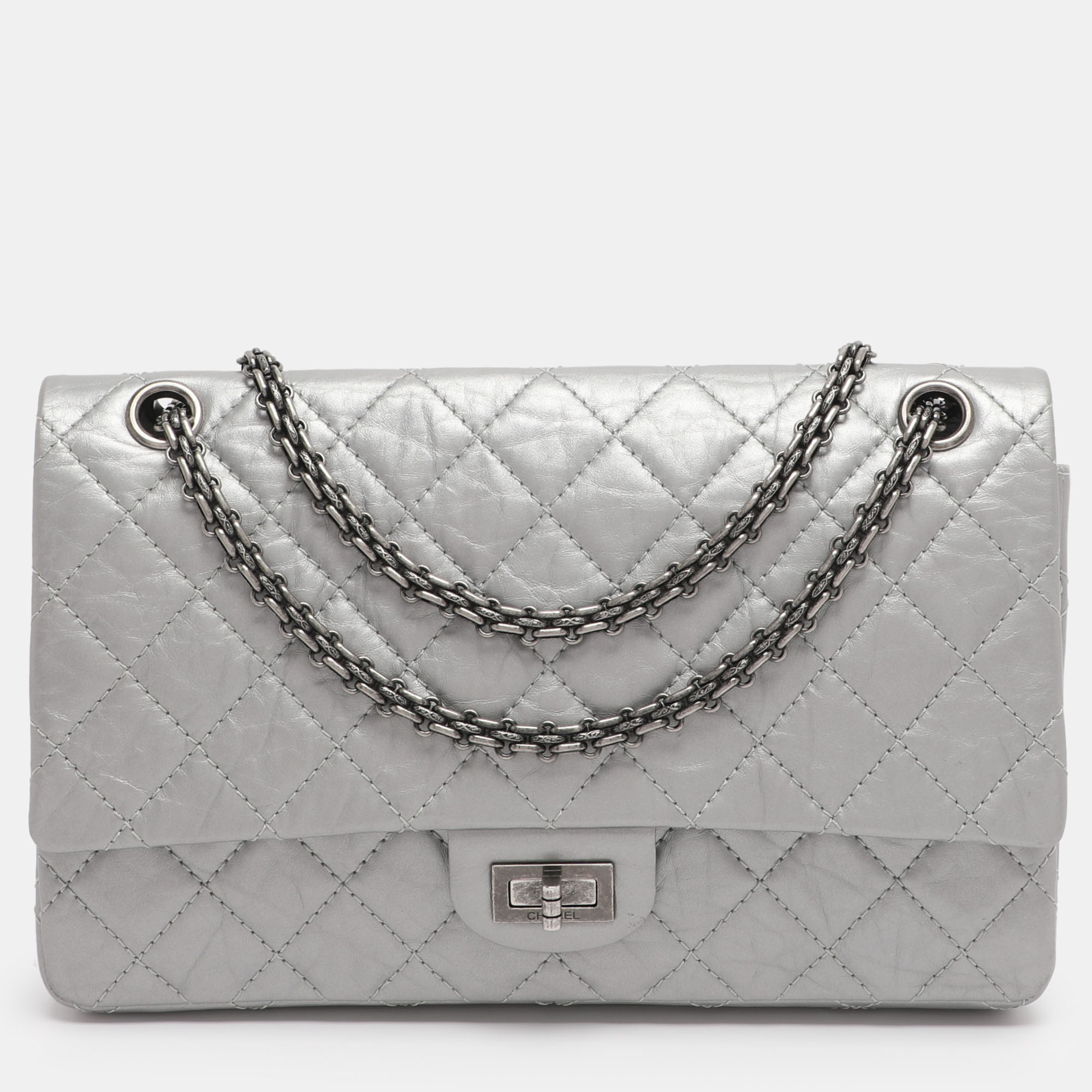 

Chanel Silver Quilted Leather 226 Classic Reissue 2.55 Flap Bag