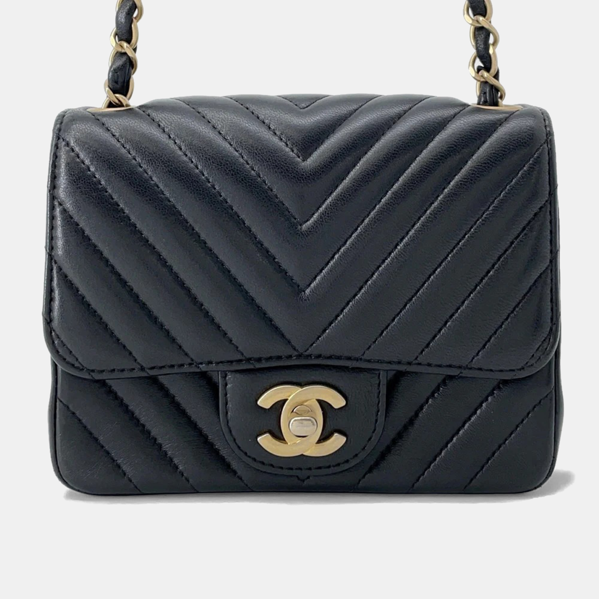 

Chanel Chevron Mini Chain shoulder Bag Black Lambskin Size