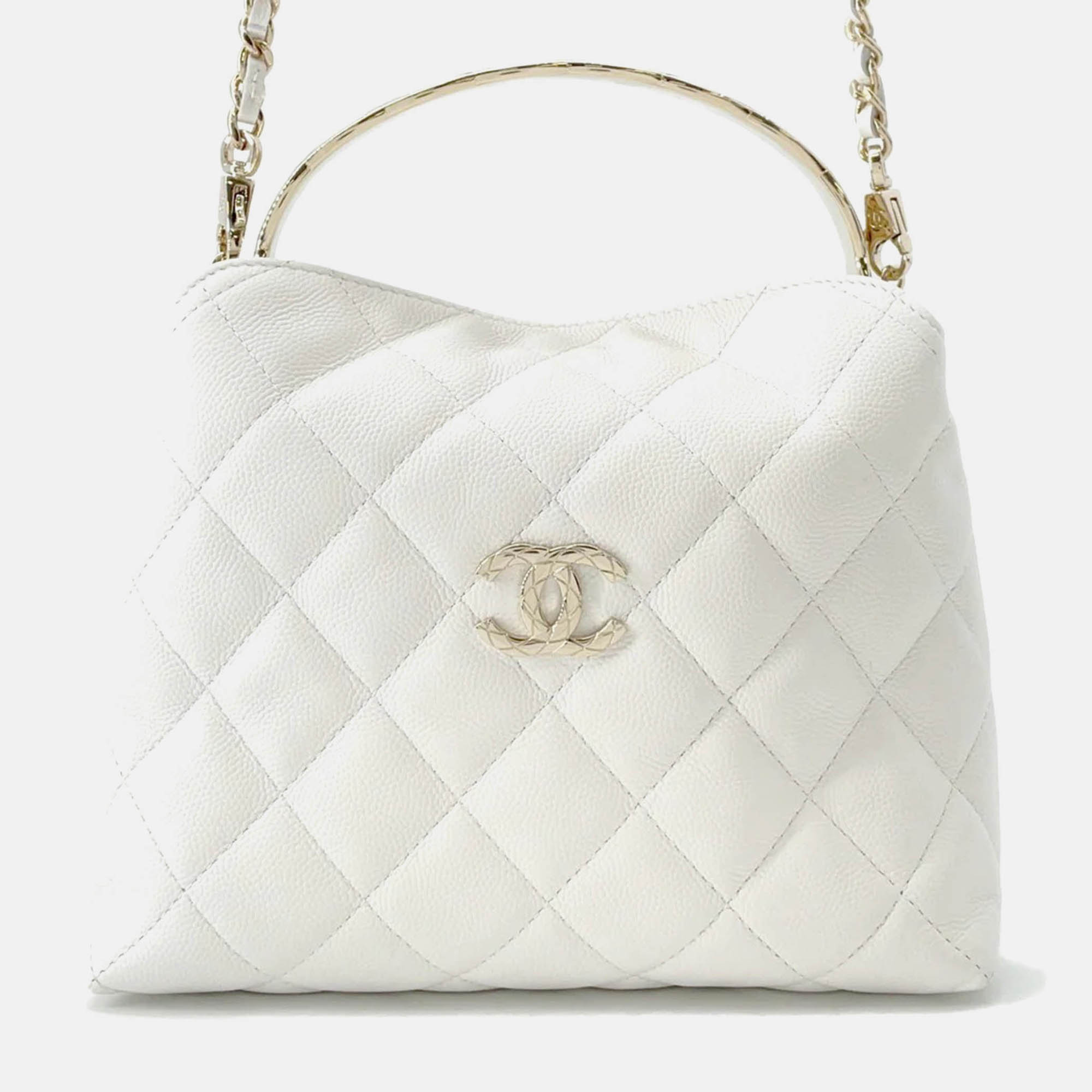 

Chanel Metal White Caviar Leather Top Handle Bag