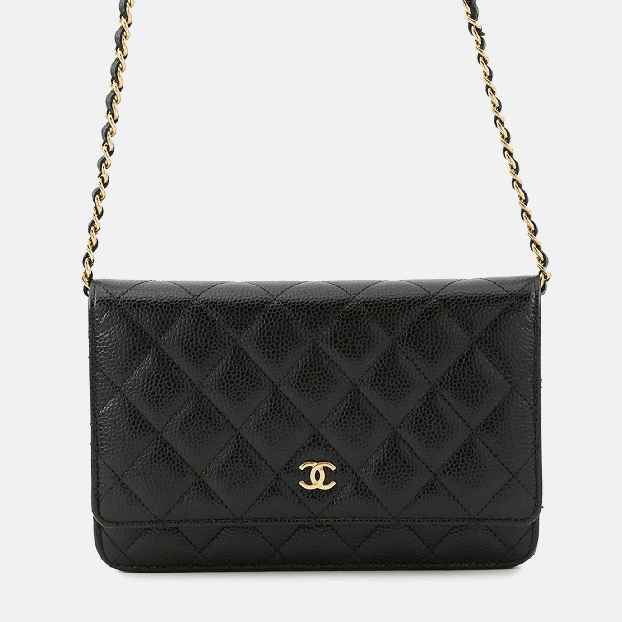 

Chanel Matelasse Classic Black Caviar Leather Chain Wallet