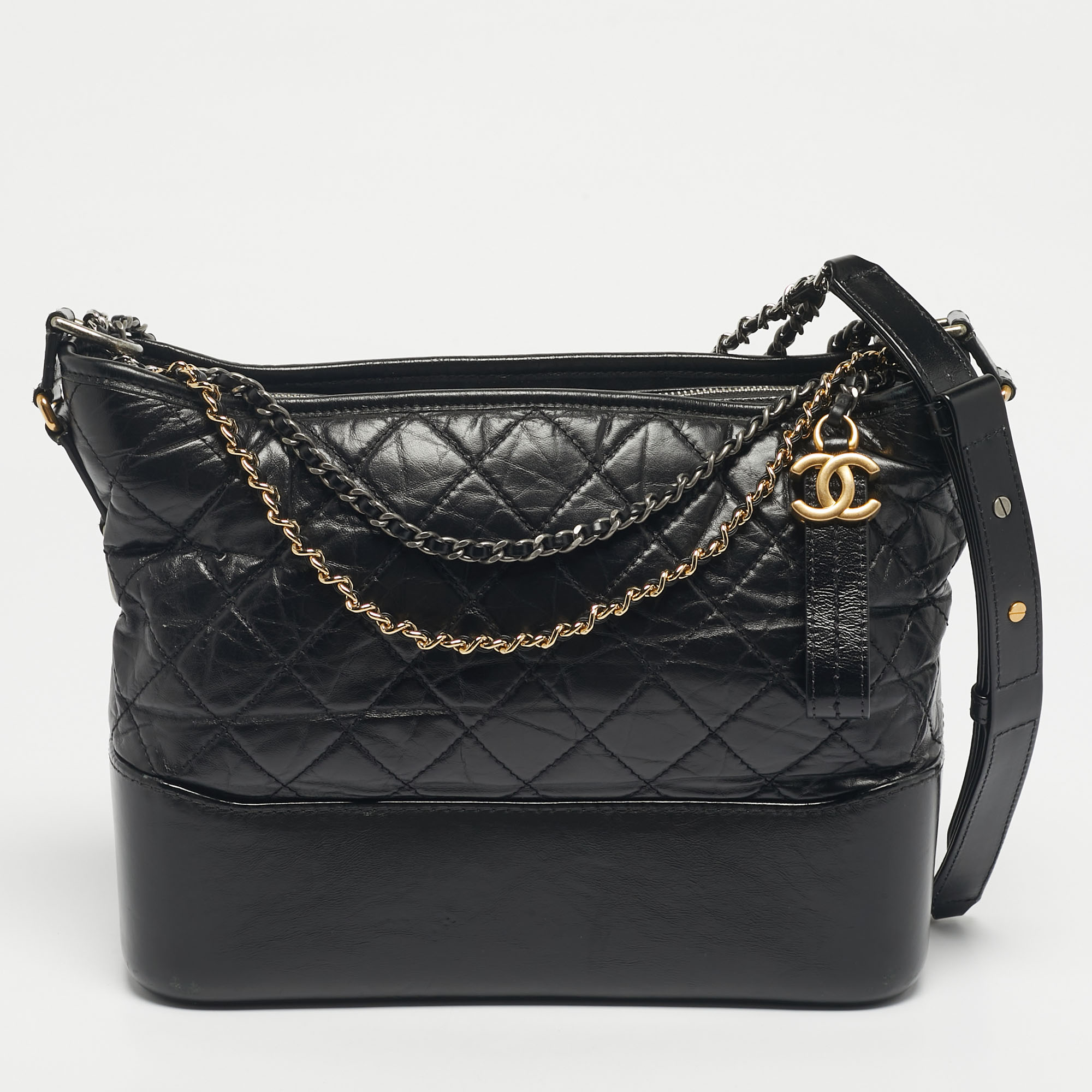 

Chanel Black Quilted Aged Leather  Gabrielle Hobo