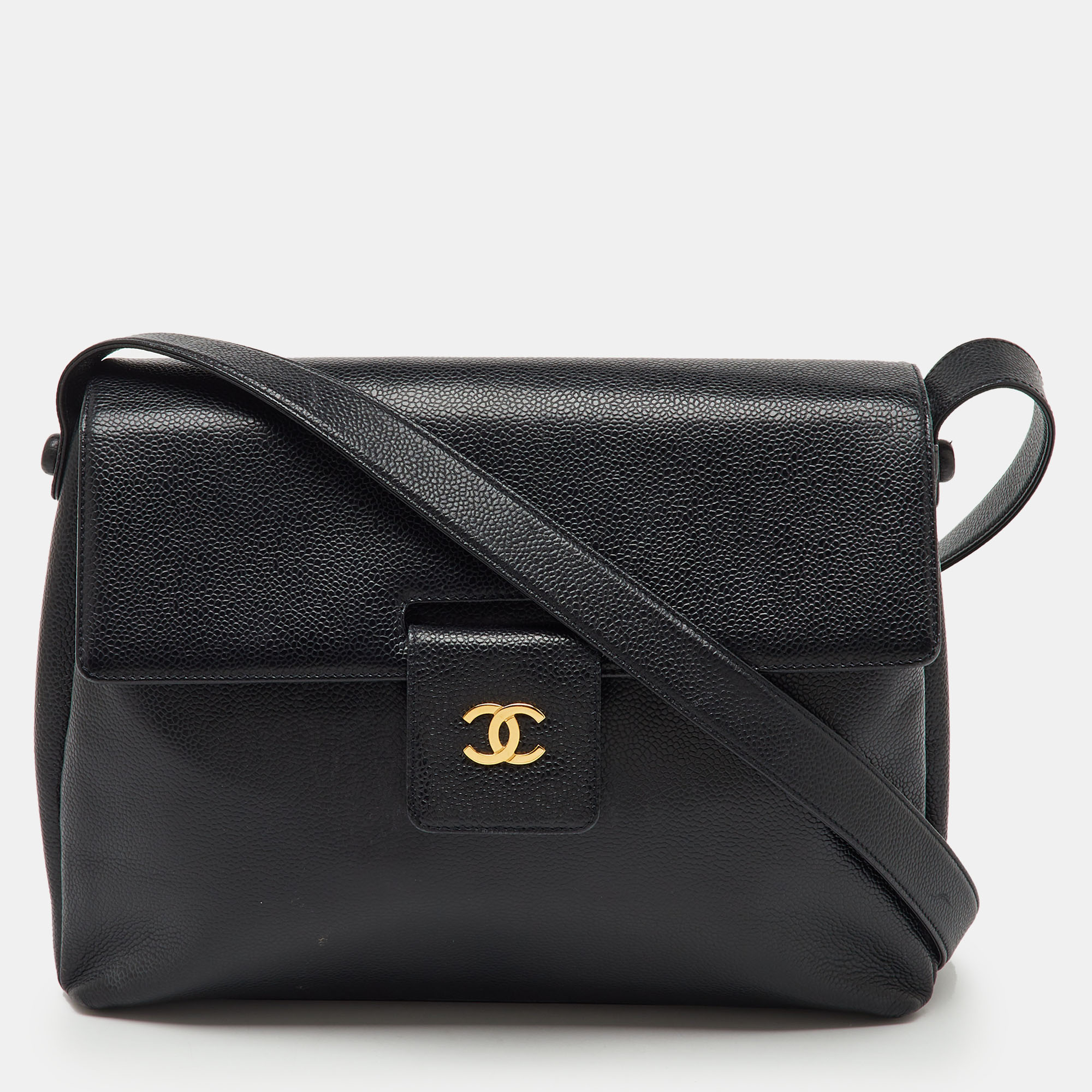 

Chanel Black Caviar Leather Vintage CC Flap Bag