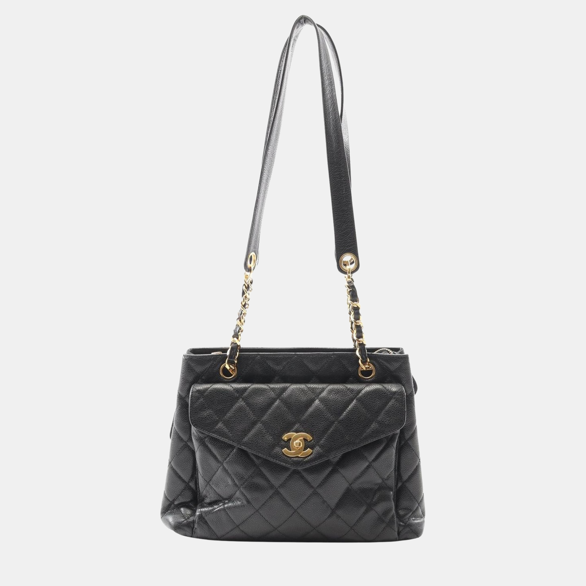 

Chanel Matelasse Chain Shoulder Tote Bag Calfskin Black