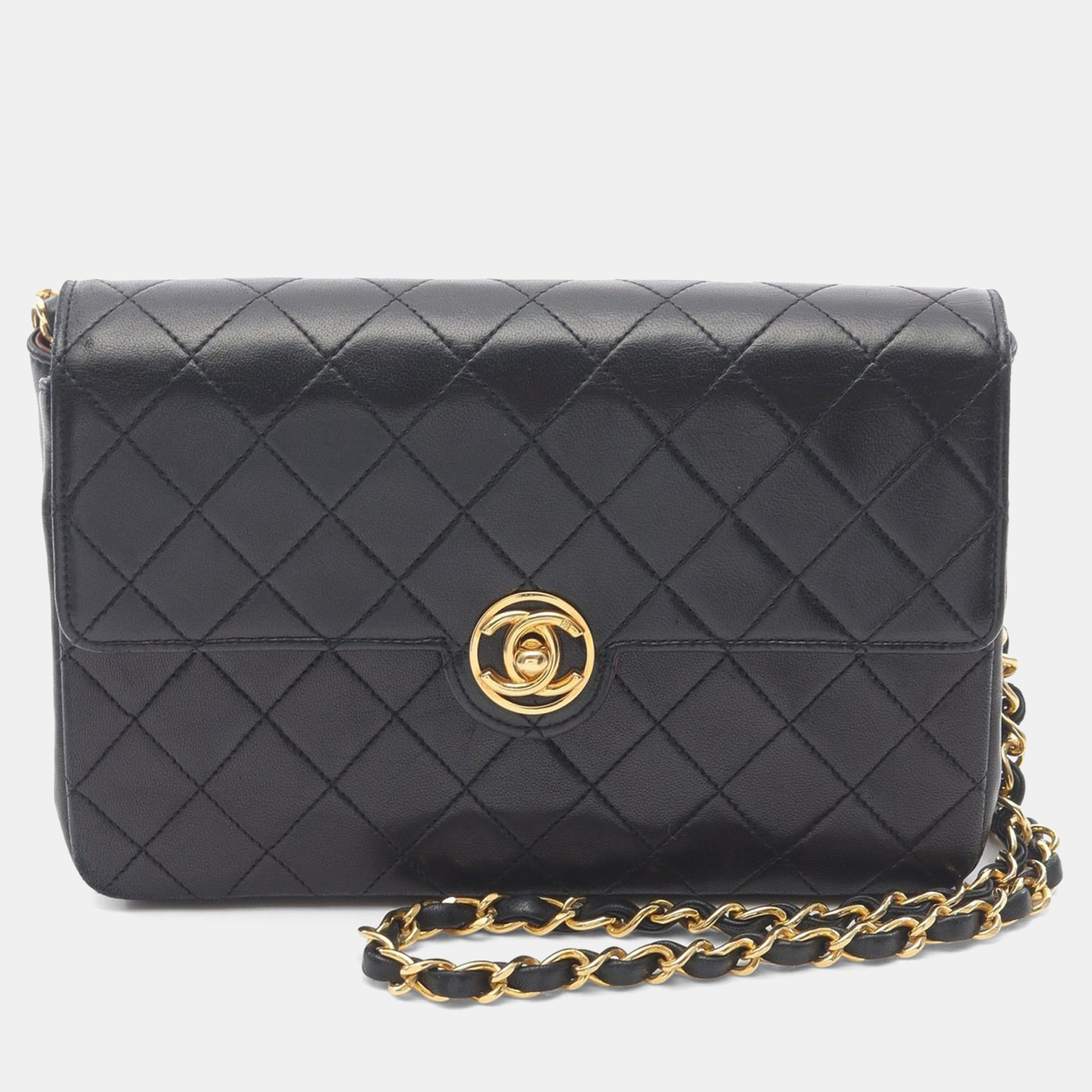 

Chanel Matelasse Circle Cc Logo Crossbody Chain Shoulder Bag Lambskin Black