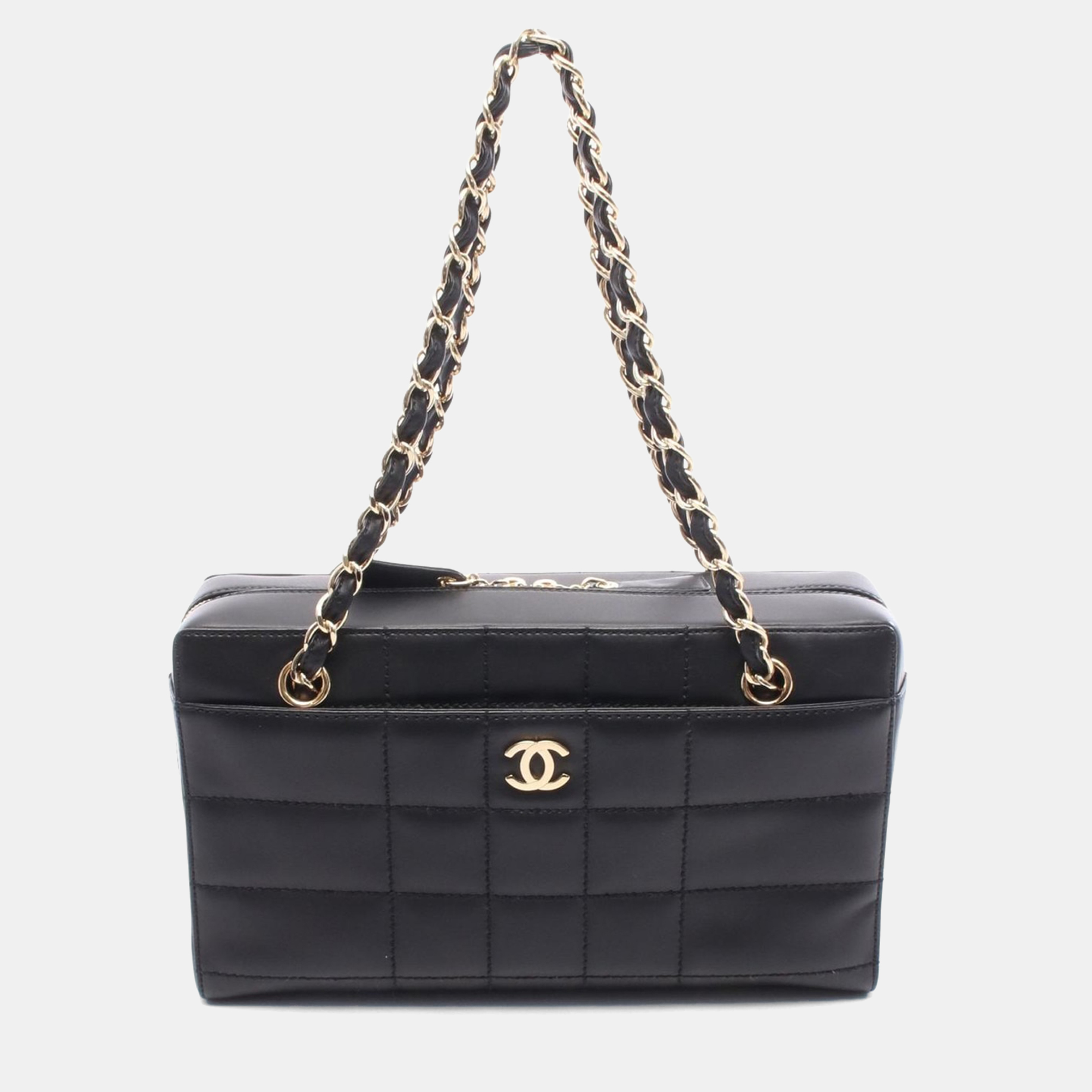 

Chanel Chocolate Bar Chain Shoulder Bag Lambskin Black Cc