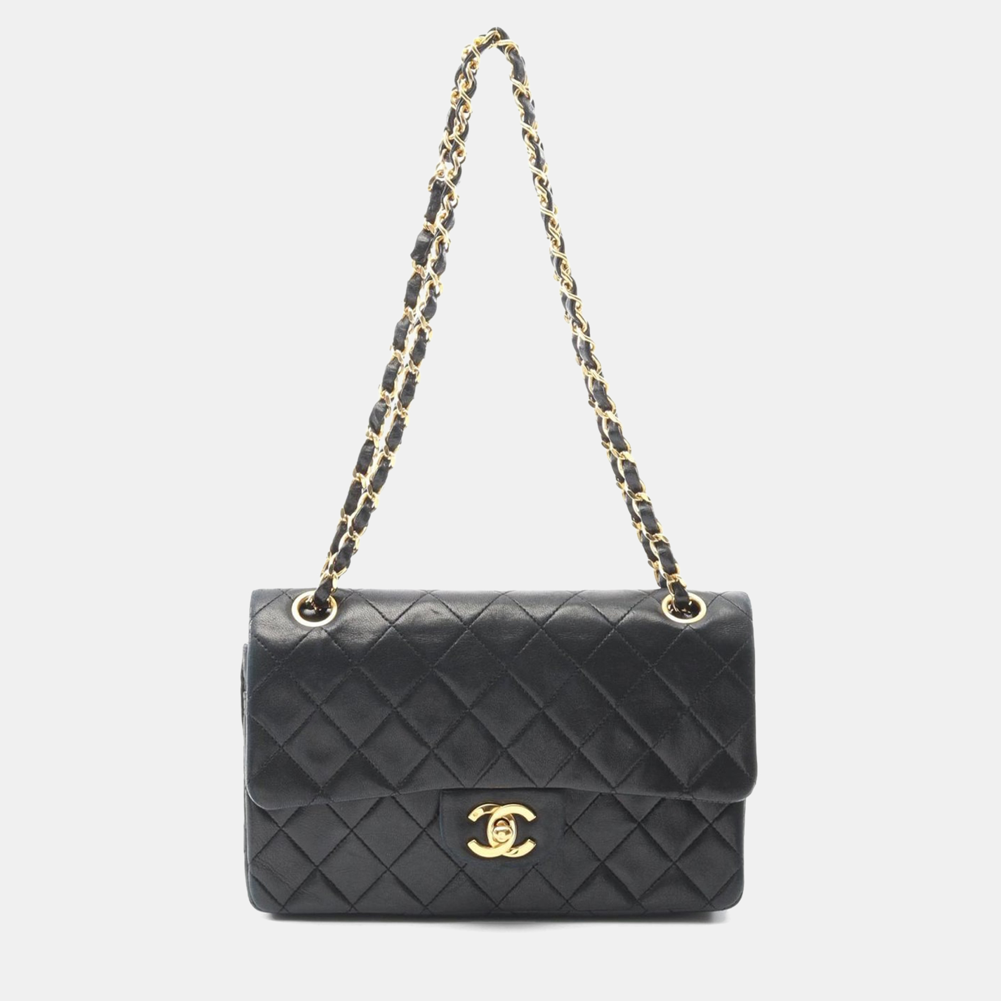 

Chanel Matelasse Double Flap Crossbody Chain Shoulder Bag Lambskin Black