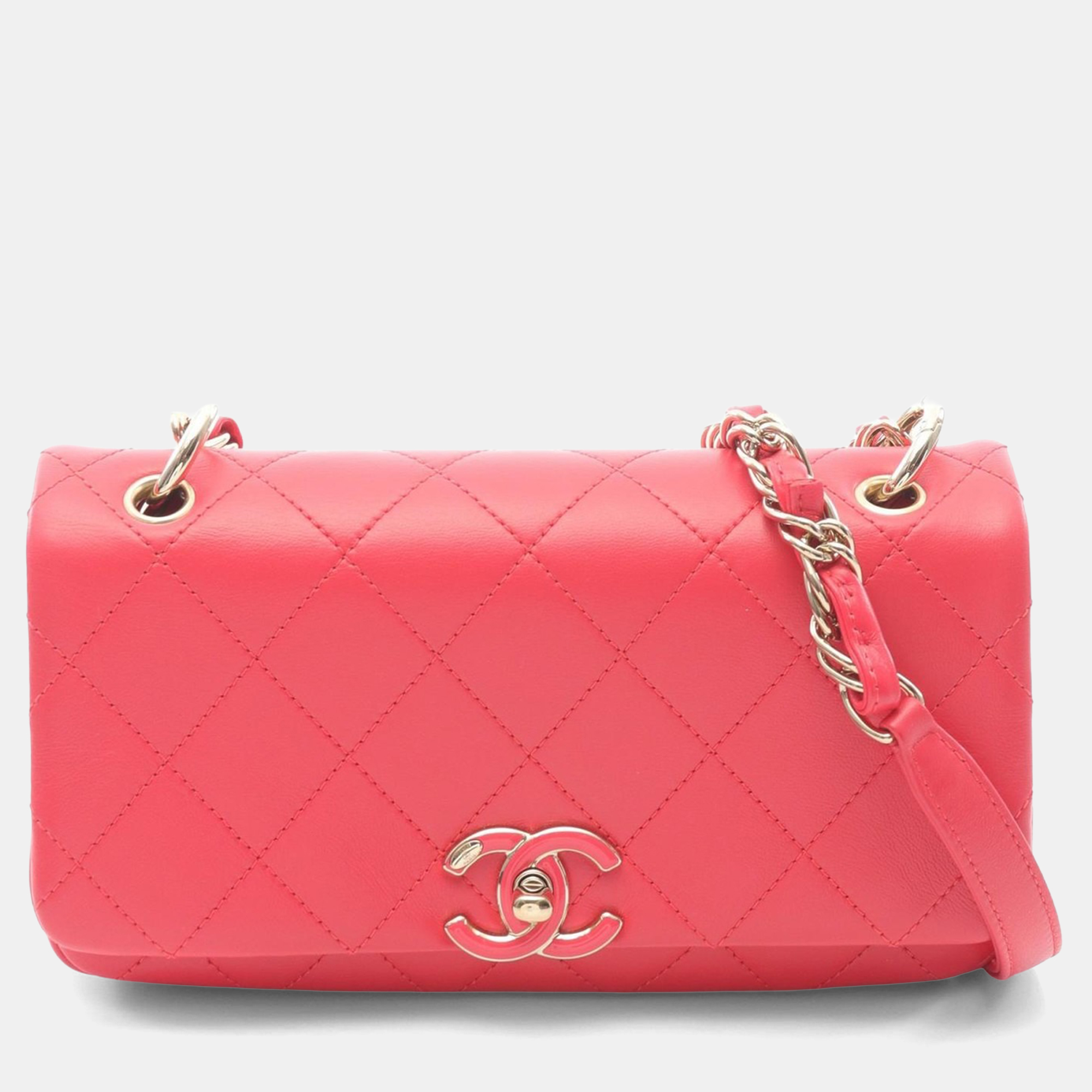 

Chanel Matelasse Chain Shoulder Bag Lamb Skin Sheep Leather Red
