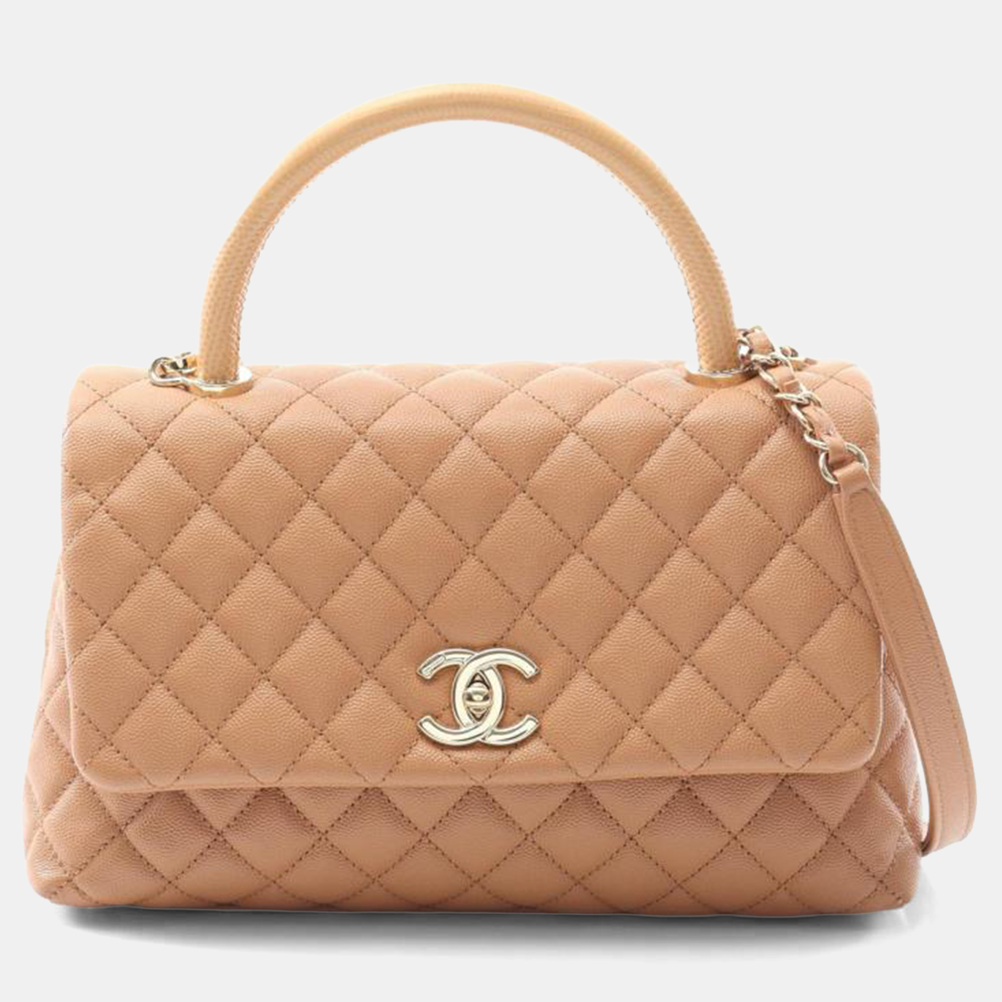 

Chanel Coco Handle Beige Leather Top Handle Bag