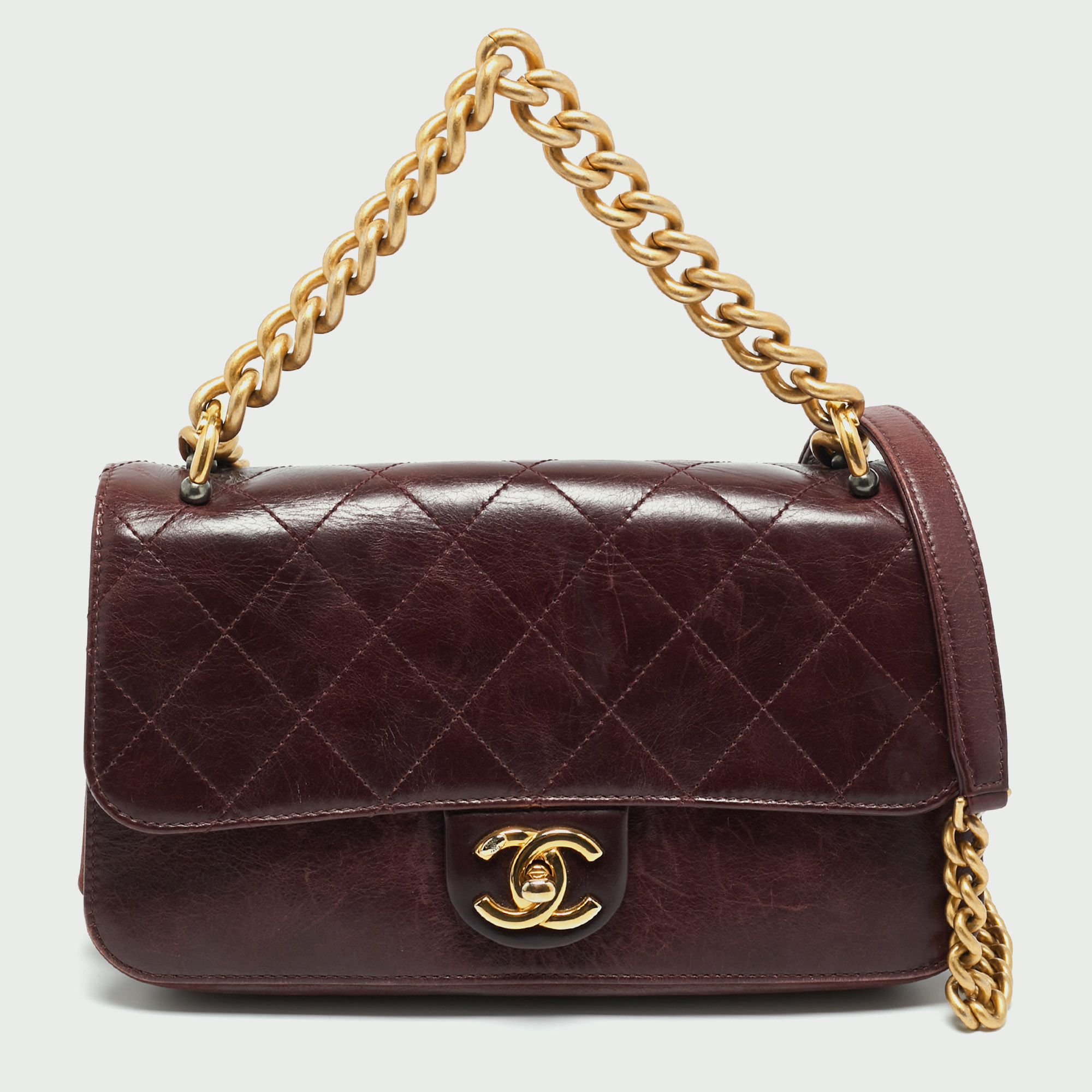 

Chanel Burgundy Quilted Leather  Straight Line Flap Bag